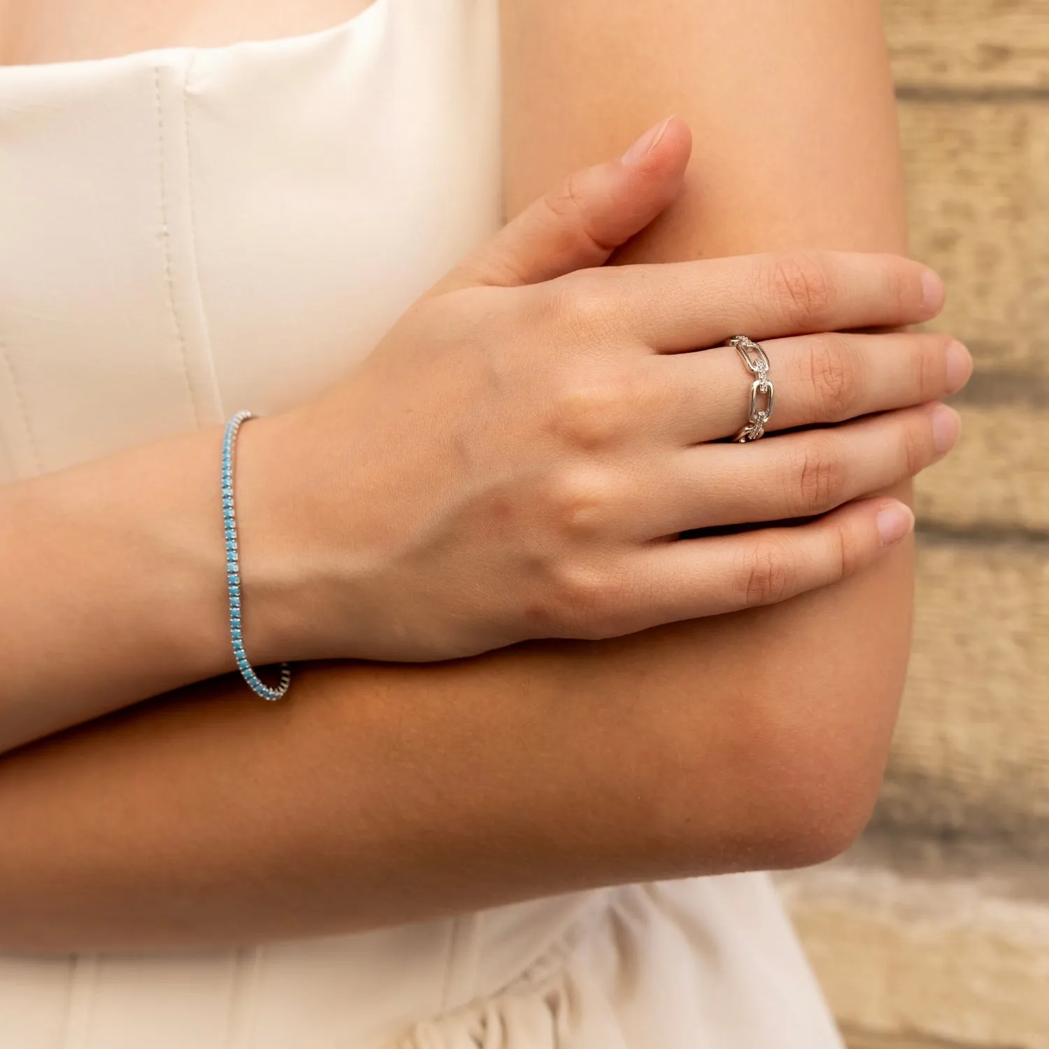 Turquoise Sterling Silver Tennis Bracelet sold by Spero London product image thumbnail 3