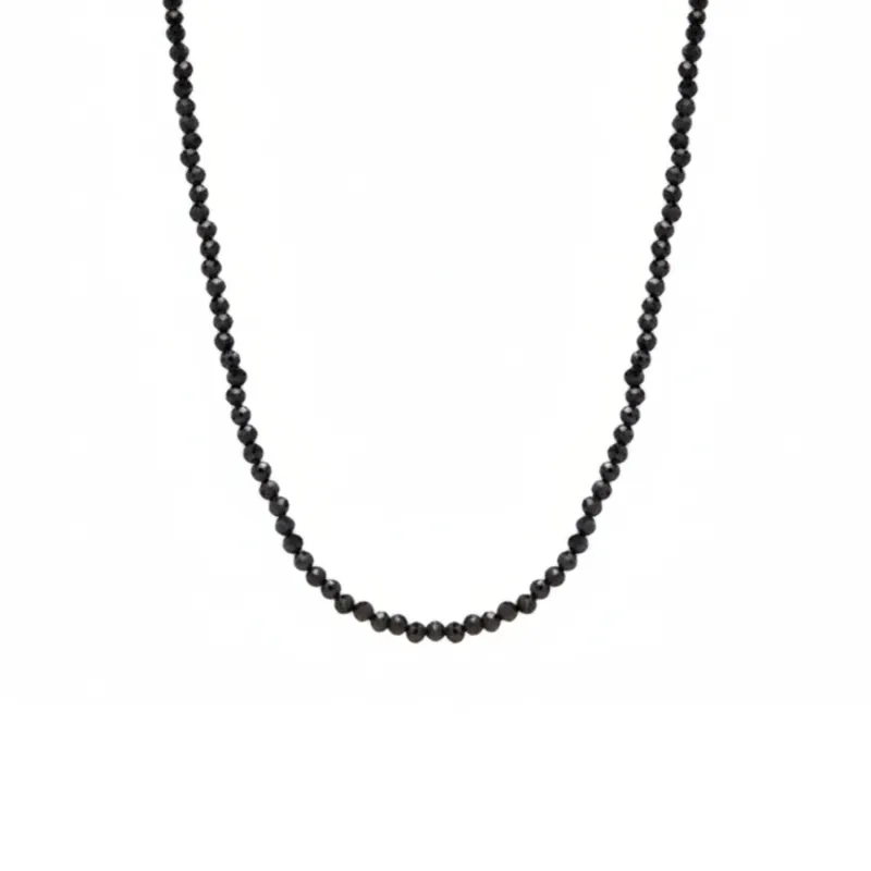 Sterling Silver Black Natural Spinel Necklace sold by Spero London