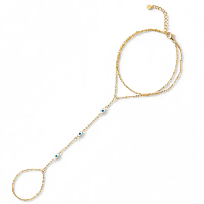 Evil Eye Sterling Silver Hand Chain sold by Spero London