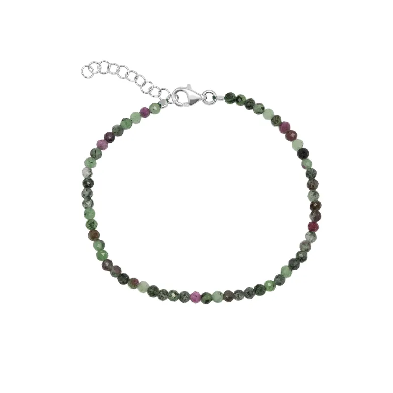 Fine Red Green Tourmaline Sterling Silver Bracelet sold by Spero London