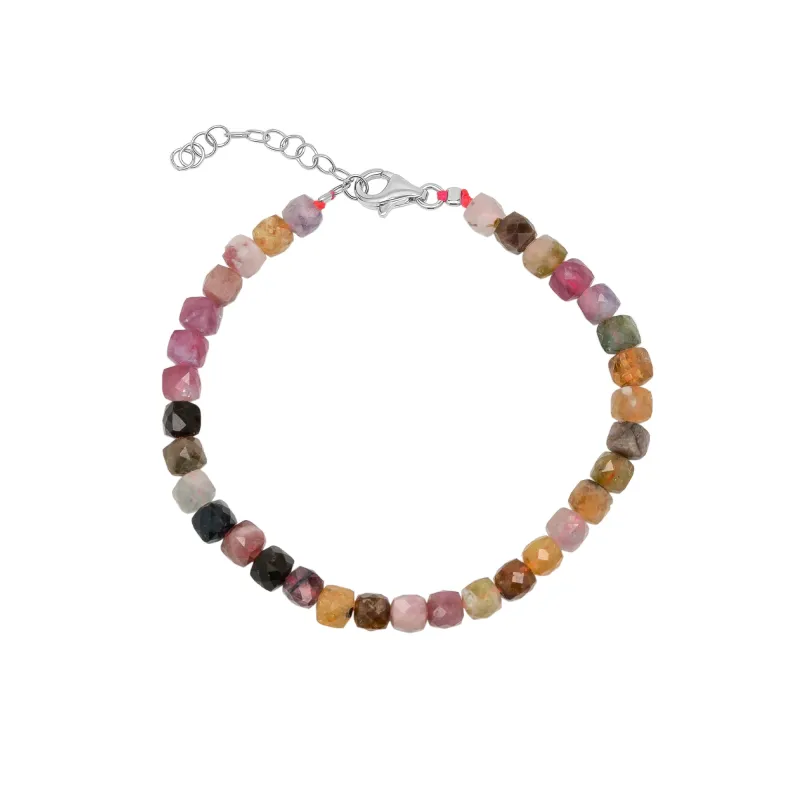Fine Large Multicolor Tourmaline Sterling Silver Bracelet sold by Spero London