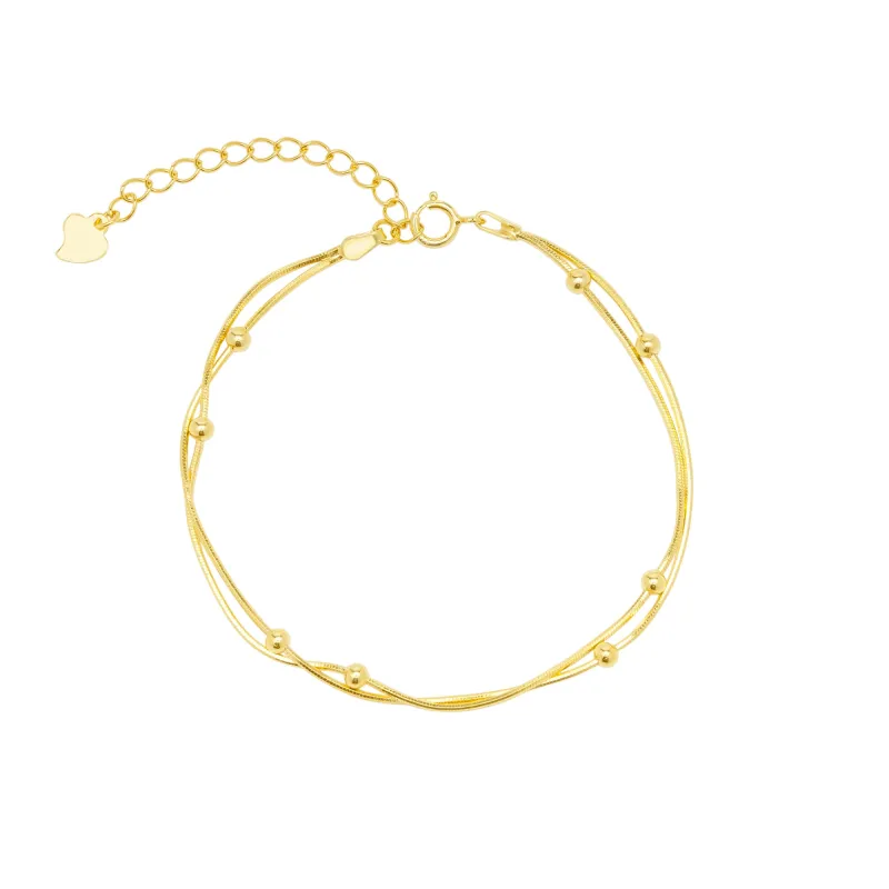 Italian Fine Sterling Silver Double Satellite Chain Bracelet sold by Spero London