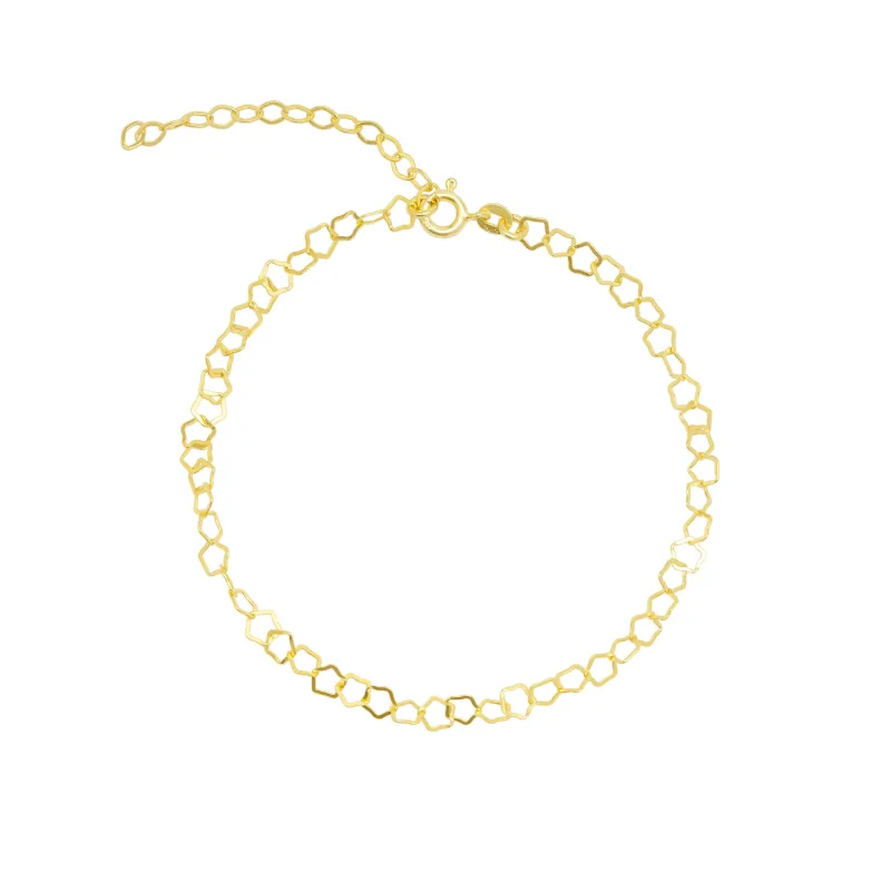 Pentagon Geometric Sterling Silver Link Bracelet & Anklet sold by Spero London