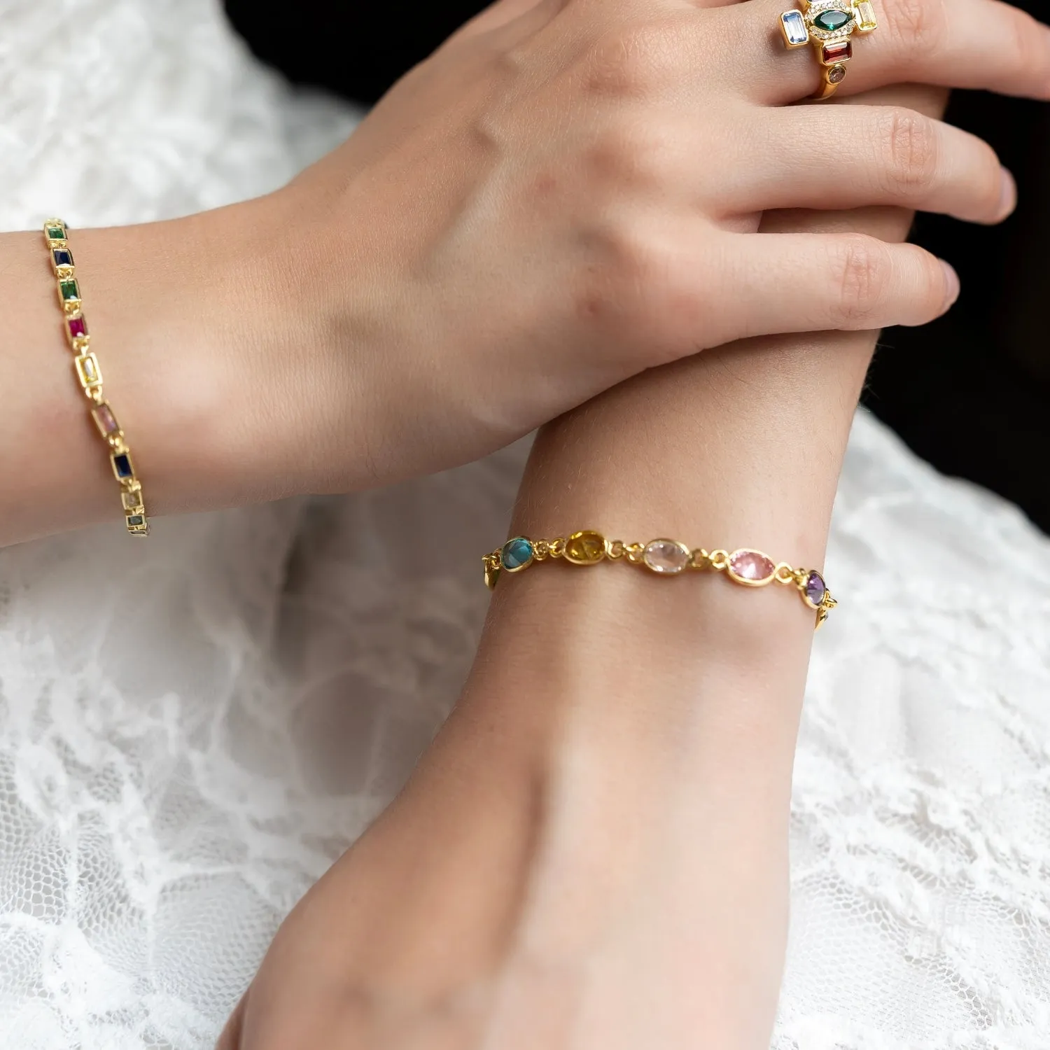 Multicolour Oval Gem Sterling Silver Bracelet sold by Spero London product image thumbnail 2