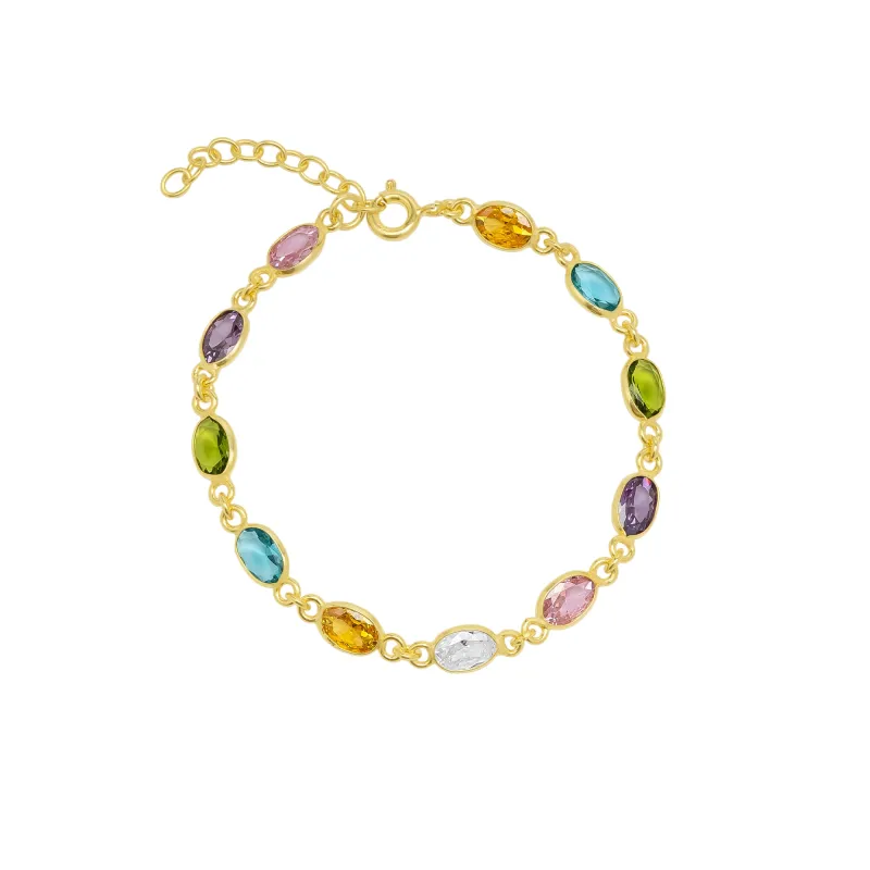 Multicolour Oval Gem Sterling Silver Bracelet sold by Spero London
