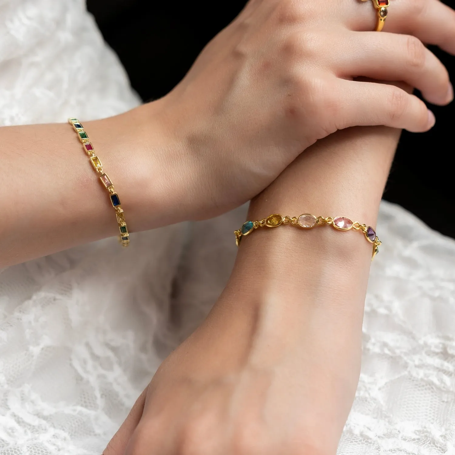 Multicolour Oval Gem Sterling Silver Bracelet sold by Spero London product image thumbnail 5