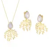 Mother Of Pearl Olive Branch Sterling Silver Earring & Necklace Set sold by Spero London