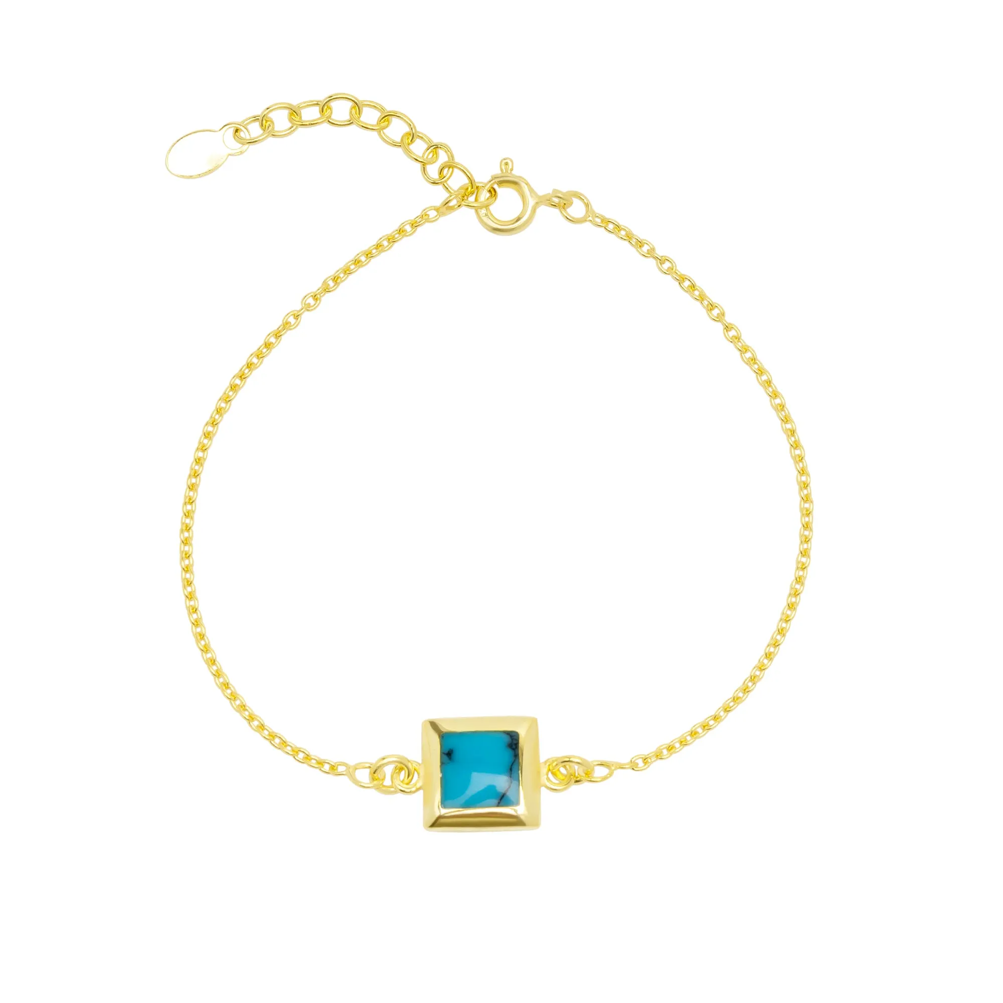 Turquoise Square Sterling Silver Bracelet sold by Spero London