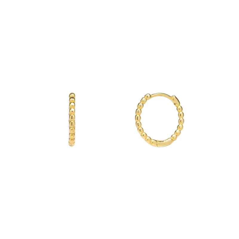 Fine 14ct Solid Gold Beaded Hoop Earrings made by Spero London