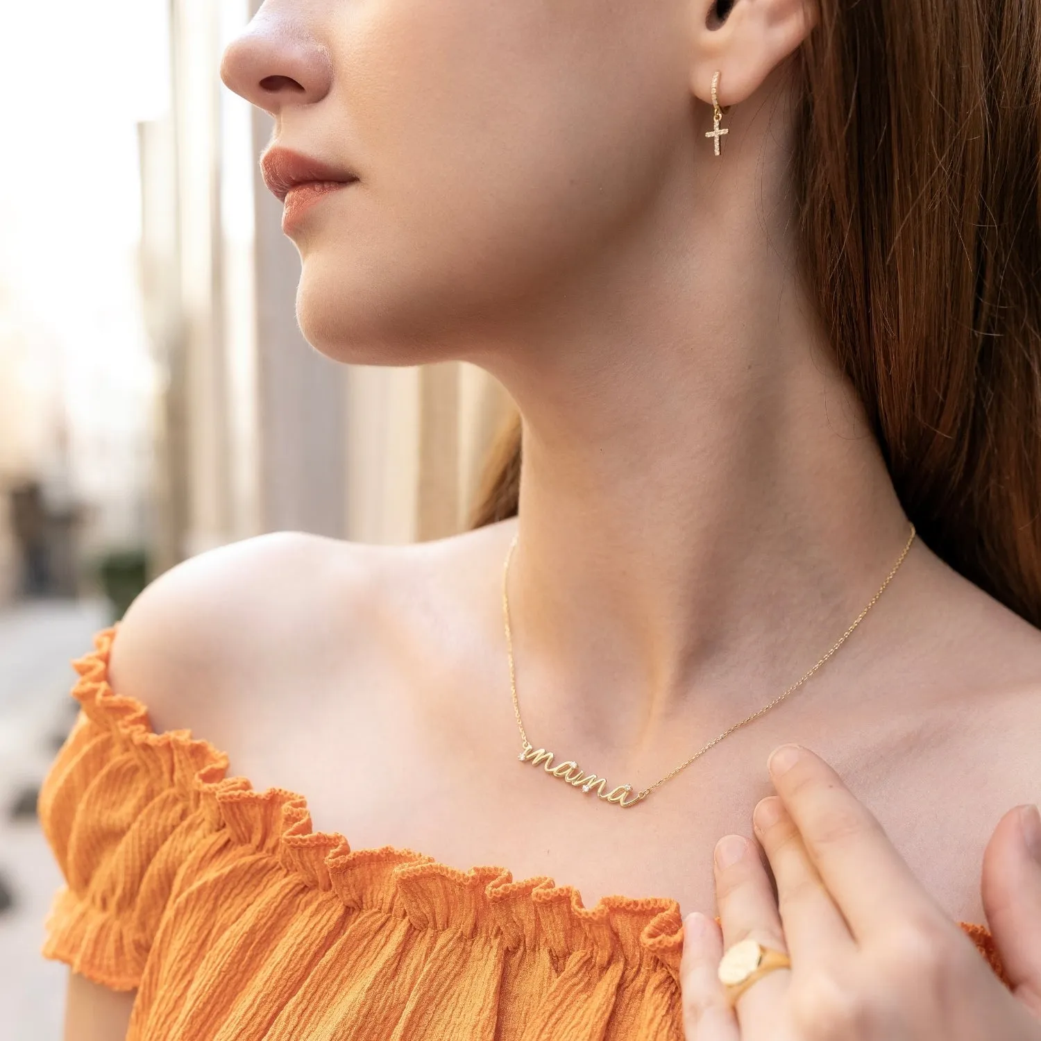 Sterling Silver Jewelled Mama Necklace sold by Spero London product image thumbnail 3