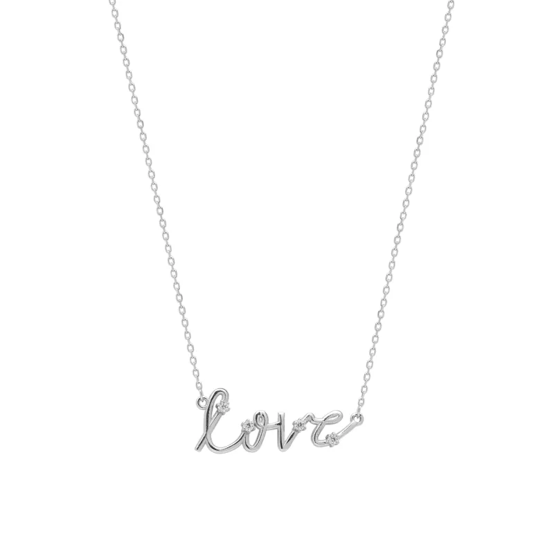 Sterling Silver Jewelled Love Necklace made by Spero London