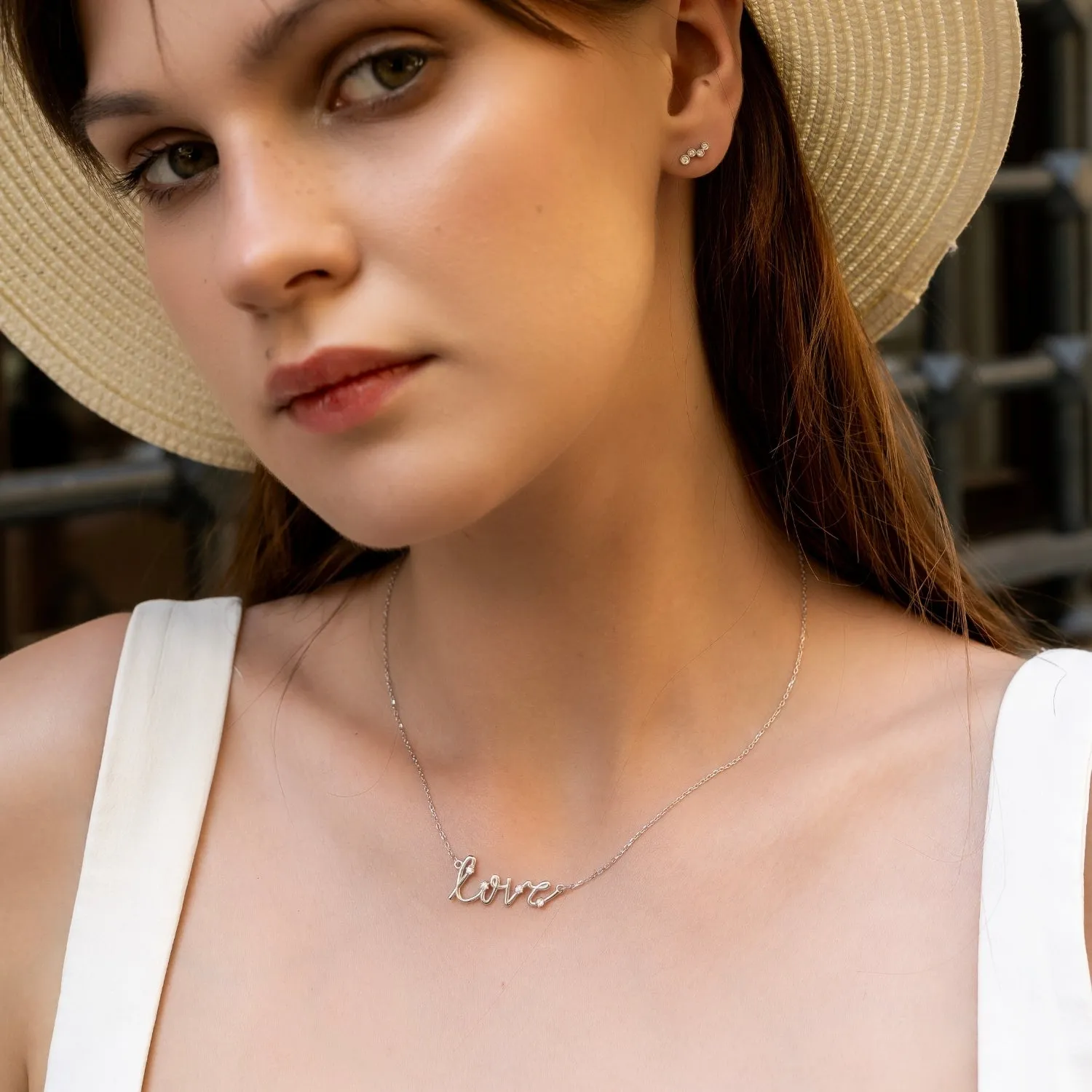Sterling Silver Jewelled Love Necklace sold by Spero London product image thumbnail 5