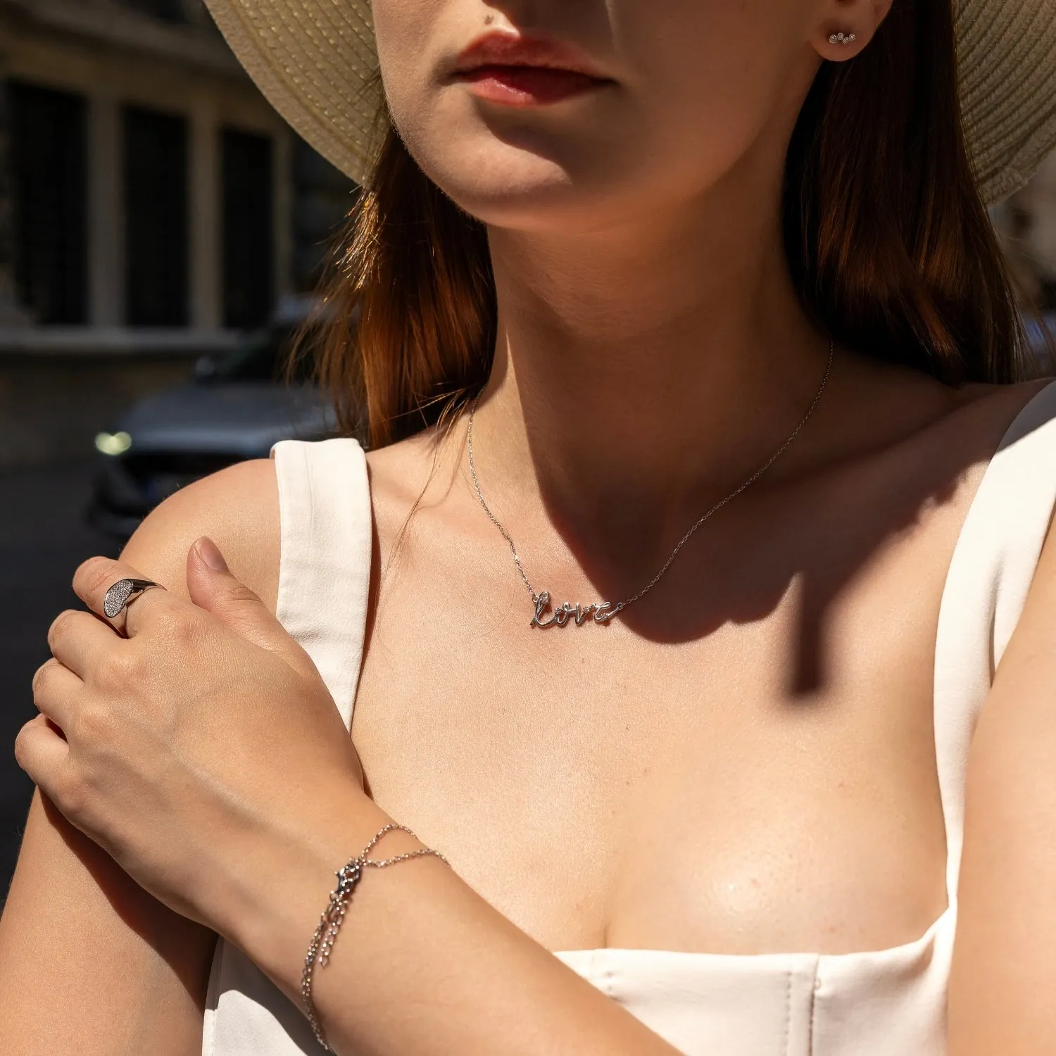 Sterling Silver Jewelled Love Necklace sold by Spero London product image thumbnail 2