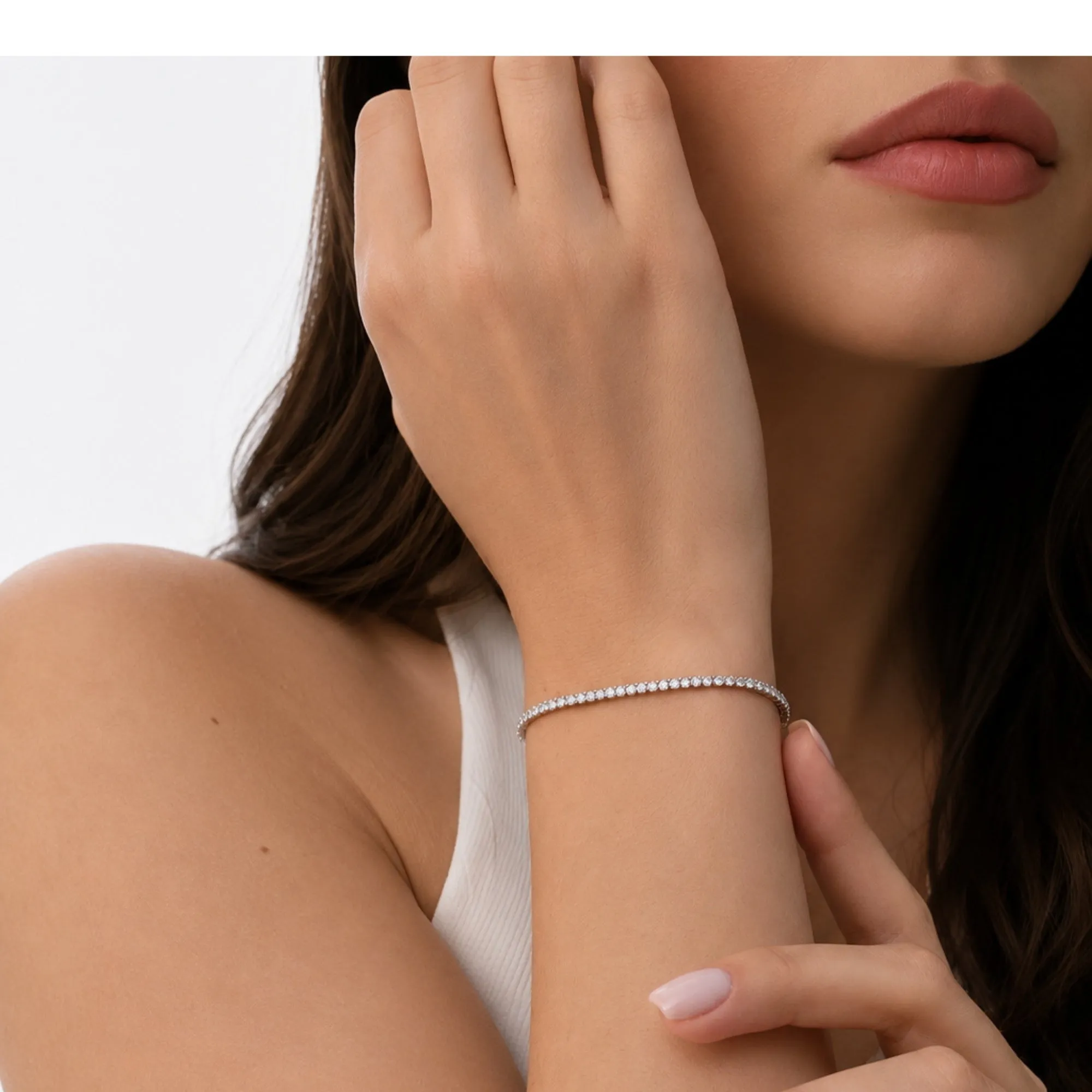 Sterling Silver Fine Tennis Bracelet Adjustable Sliding Claps sold by Spero London product image thumbnail 2
