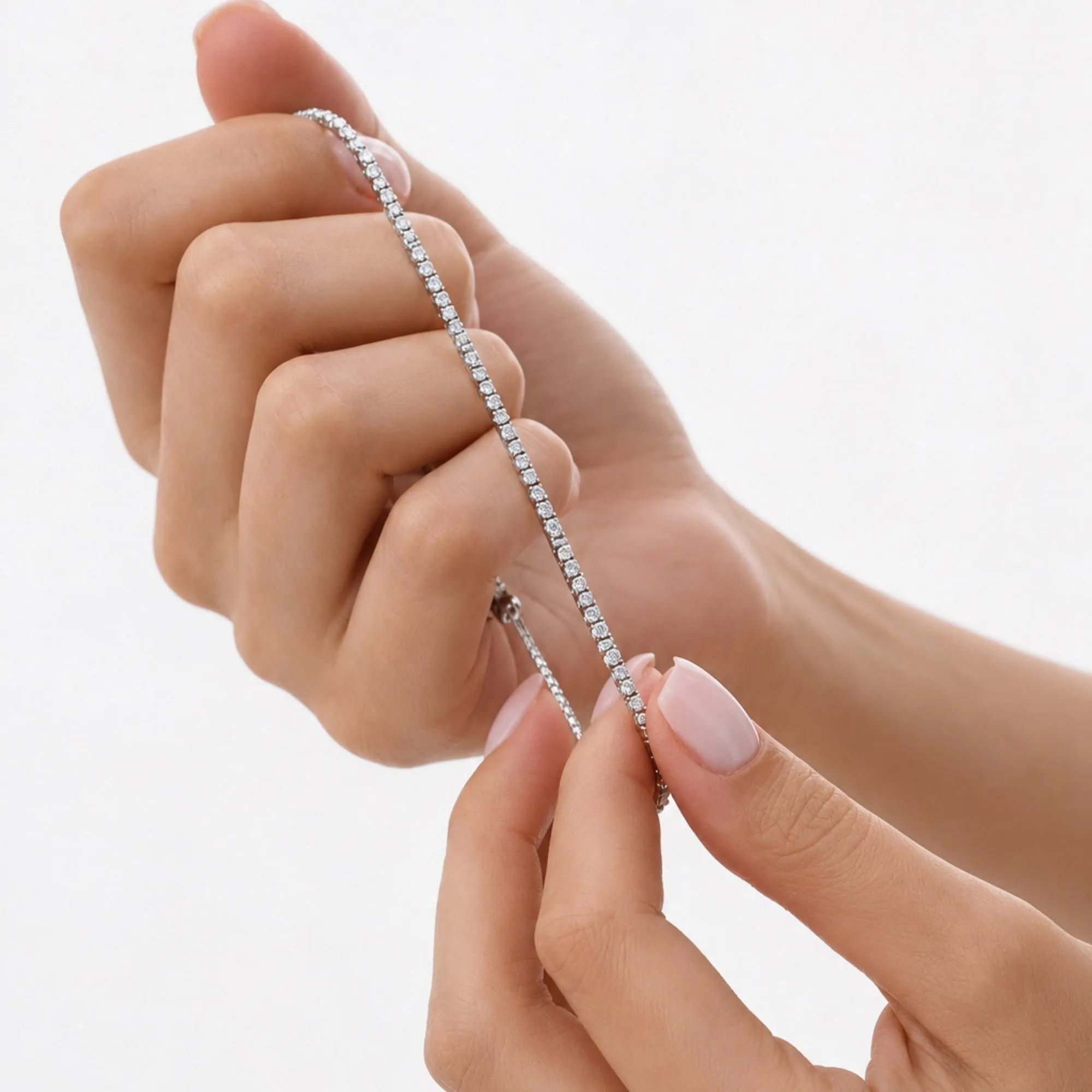 Sterling Silver Fine Tennis Bracelet Adjustable Sliding Claps sold by Spero London product image thumbnail 4
