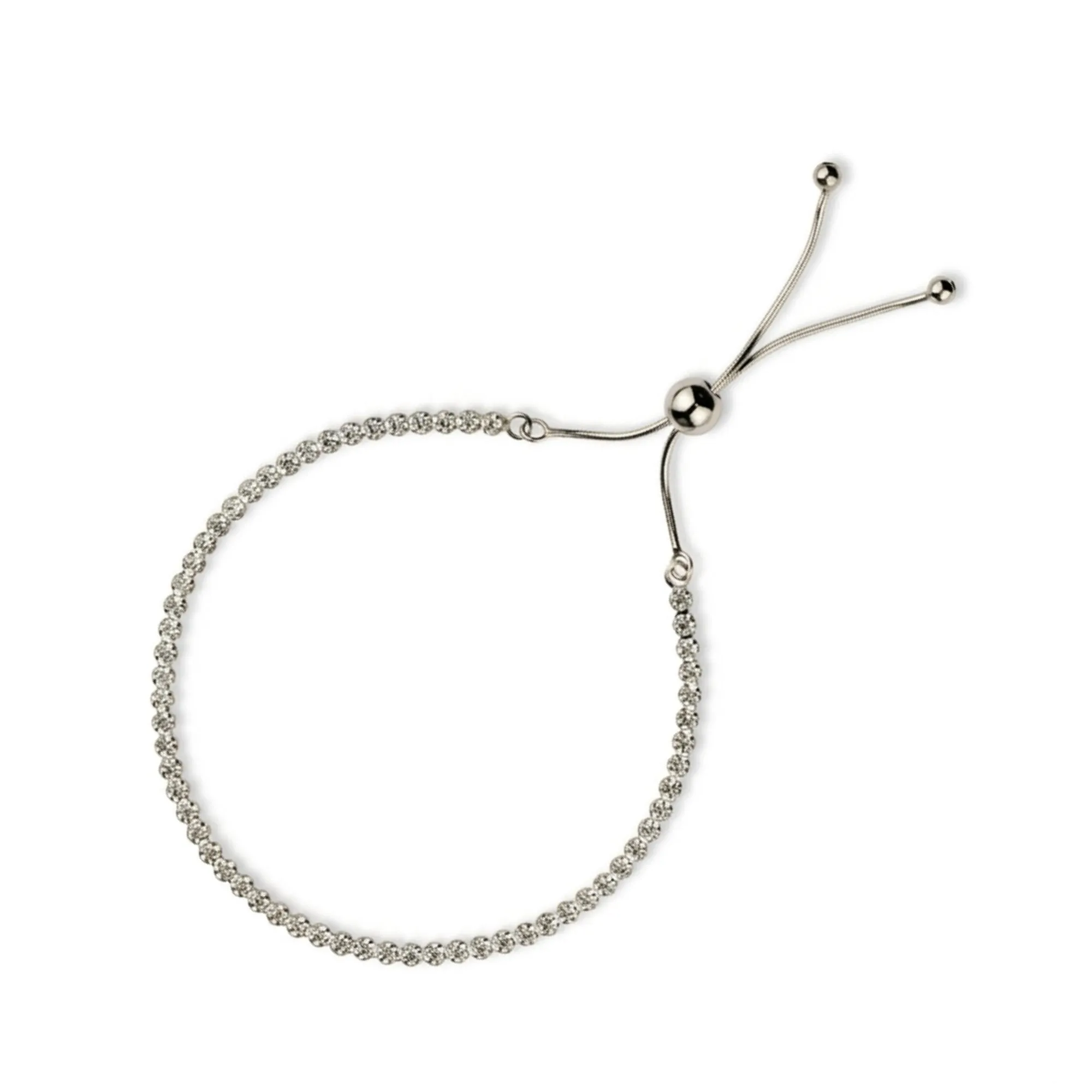 Sterling Silver Fine Tennis Bracelet Adjustable Sliding Claps sold by Spero London