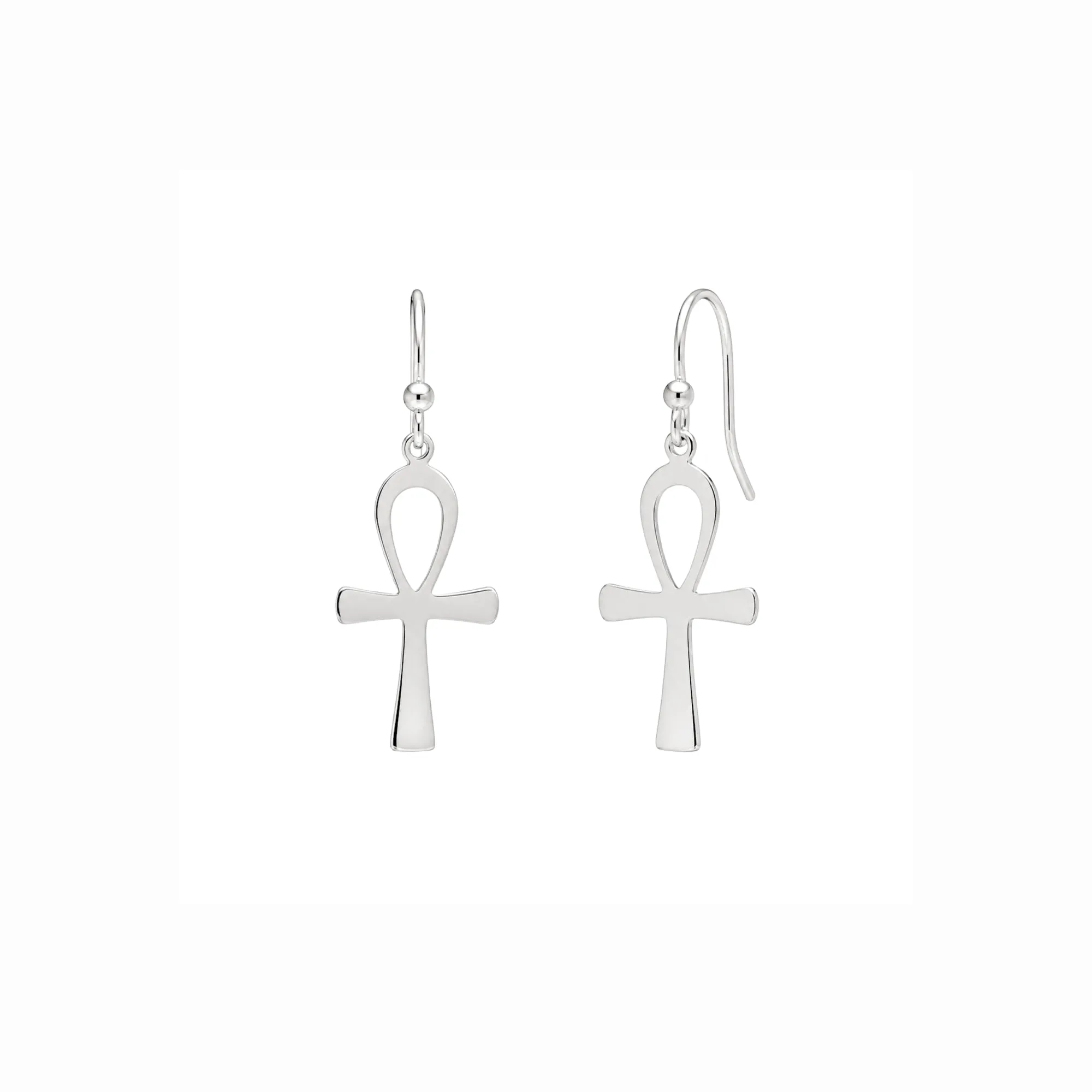 Sterling Silver Egyptian Ankh Drop Earrings sold by Spero London