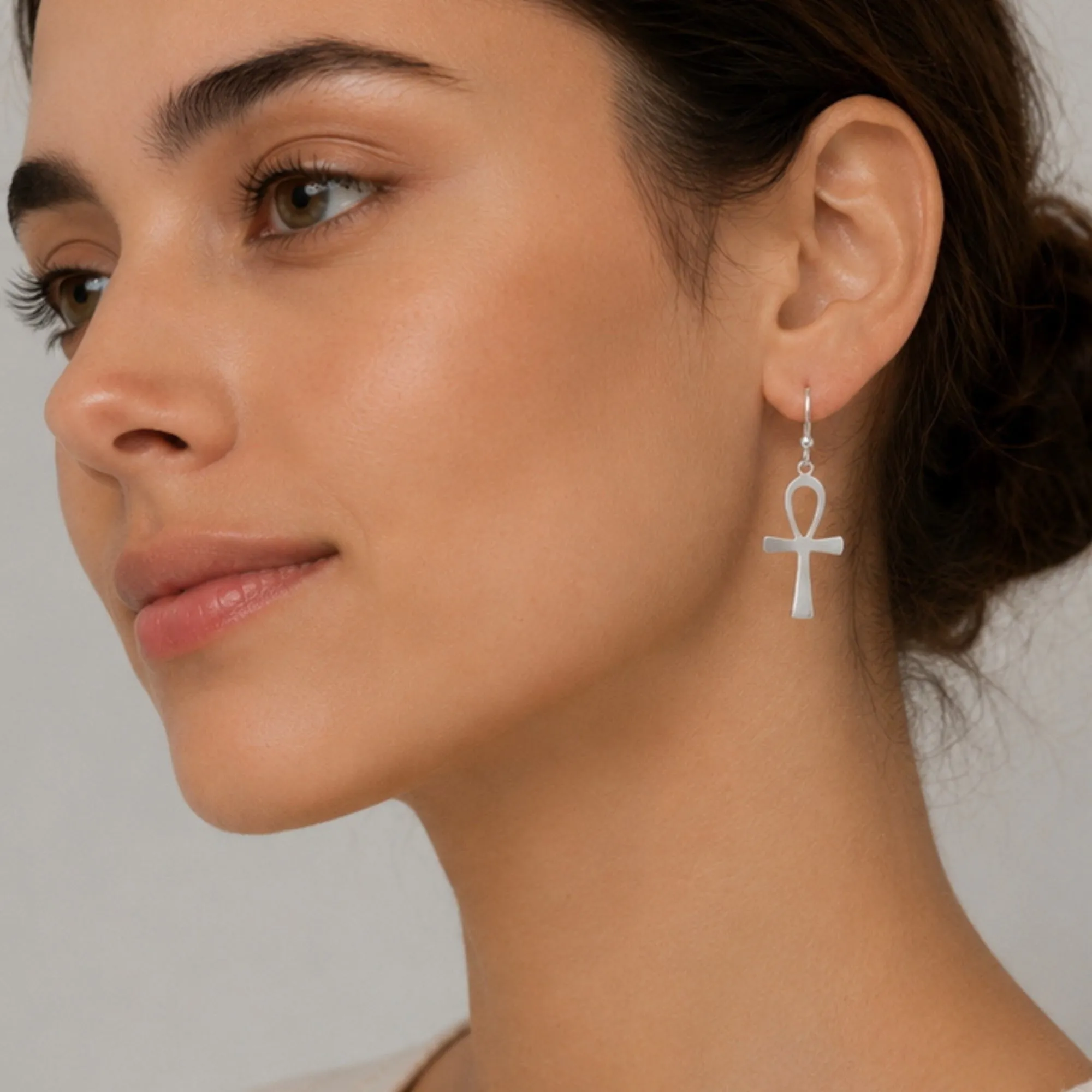 Sterling Silver Egyptian Ankh Drop Earrings sold by Spero London product image thumbnail 2