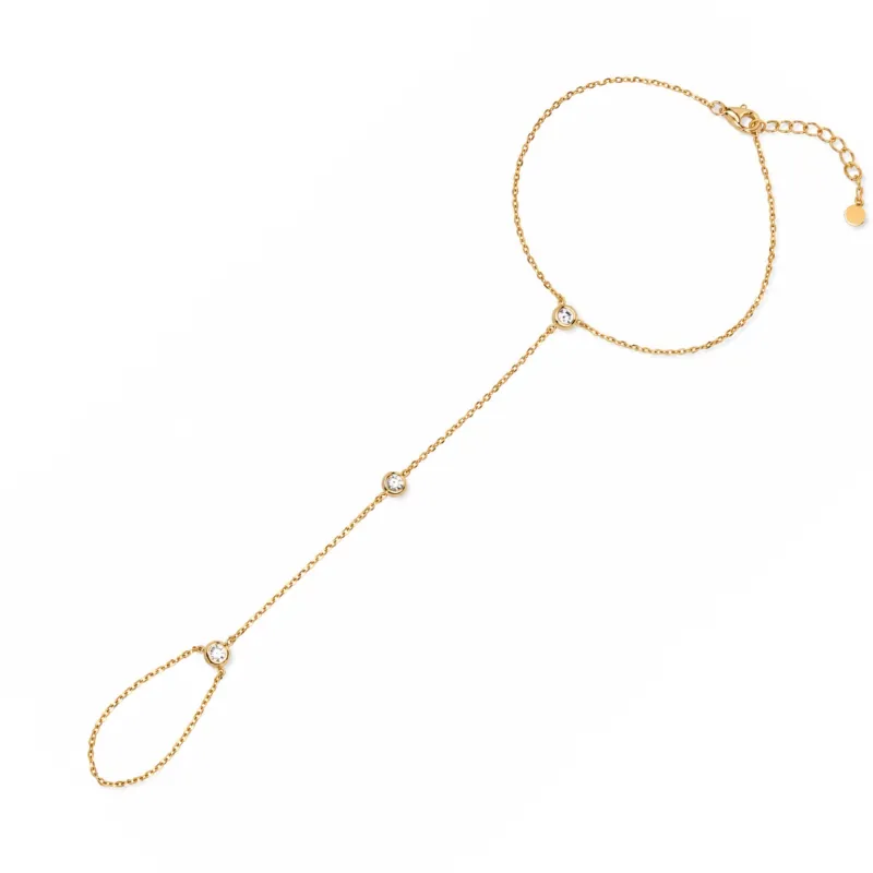 Sterling Silver Simple Jewelled Hand Chain made by Spero London