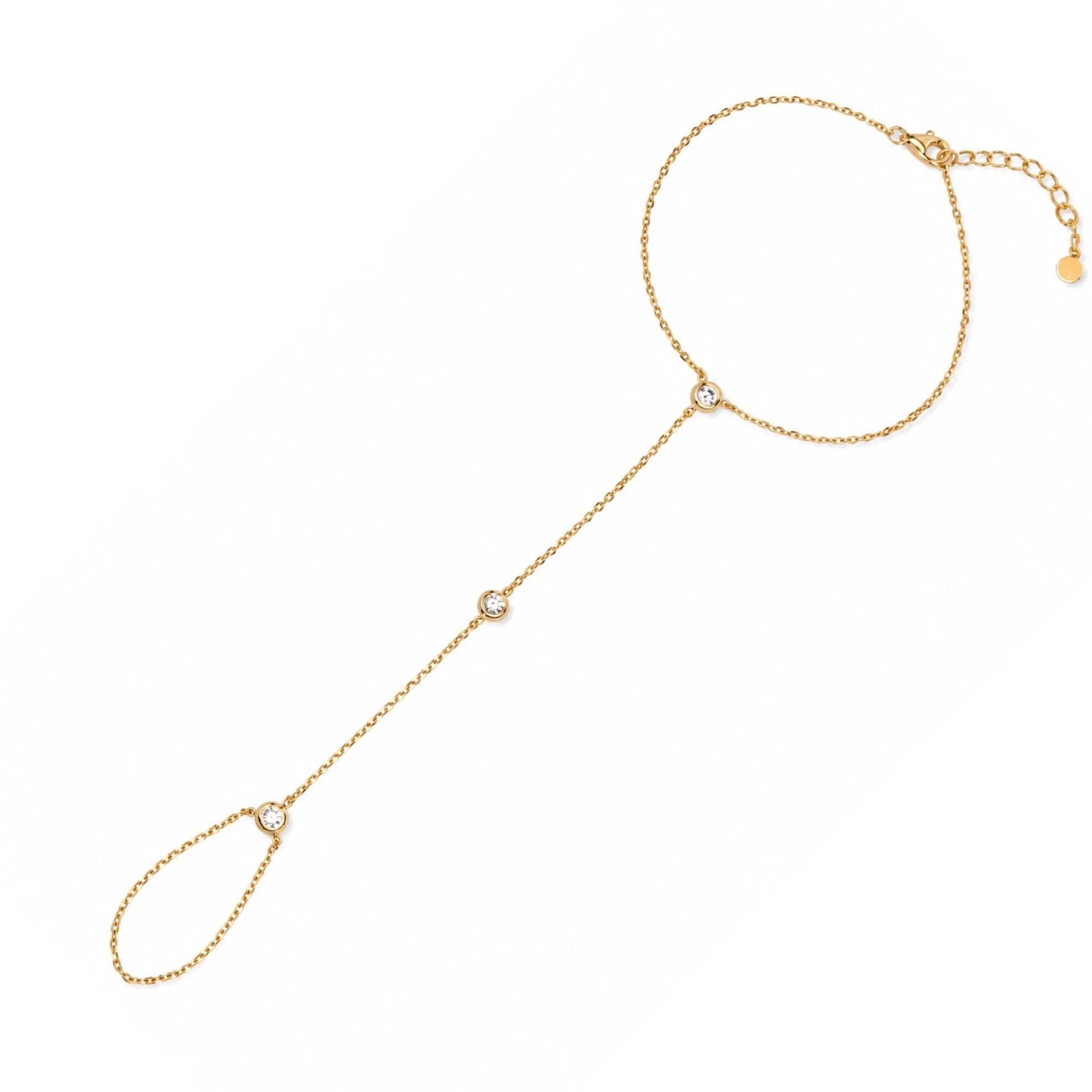 Sterling Silver Simple Jewelled Hand Chain sold by Spero London