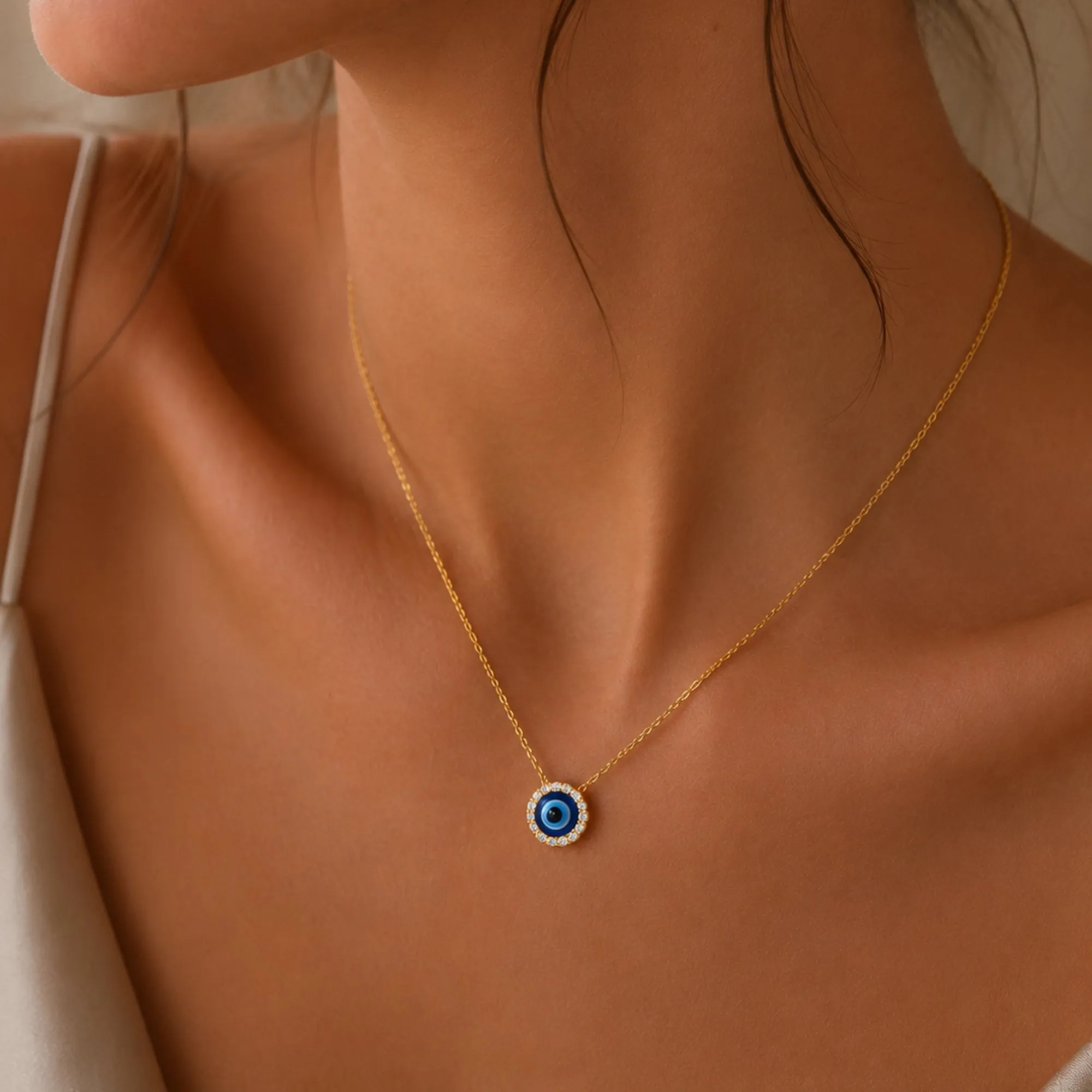 Halo Real Evil Eye Sterling Silver Necklace sold by Spero London product image thumbnail 2