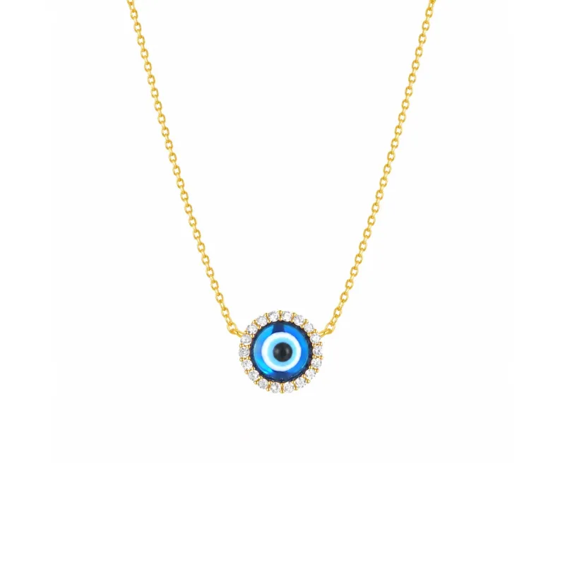 Halo Real Evil Eye Sterling Silver Necklace made by Spero London