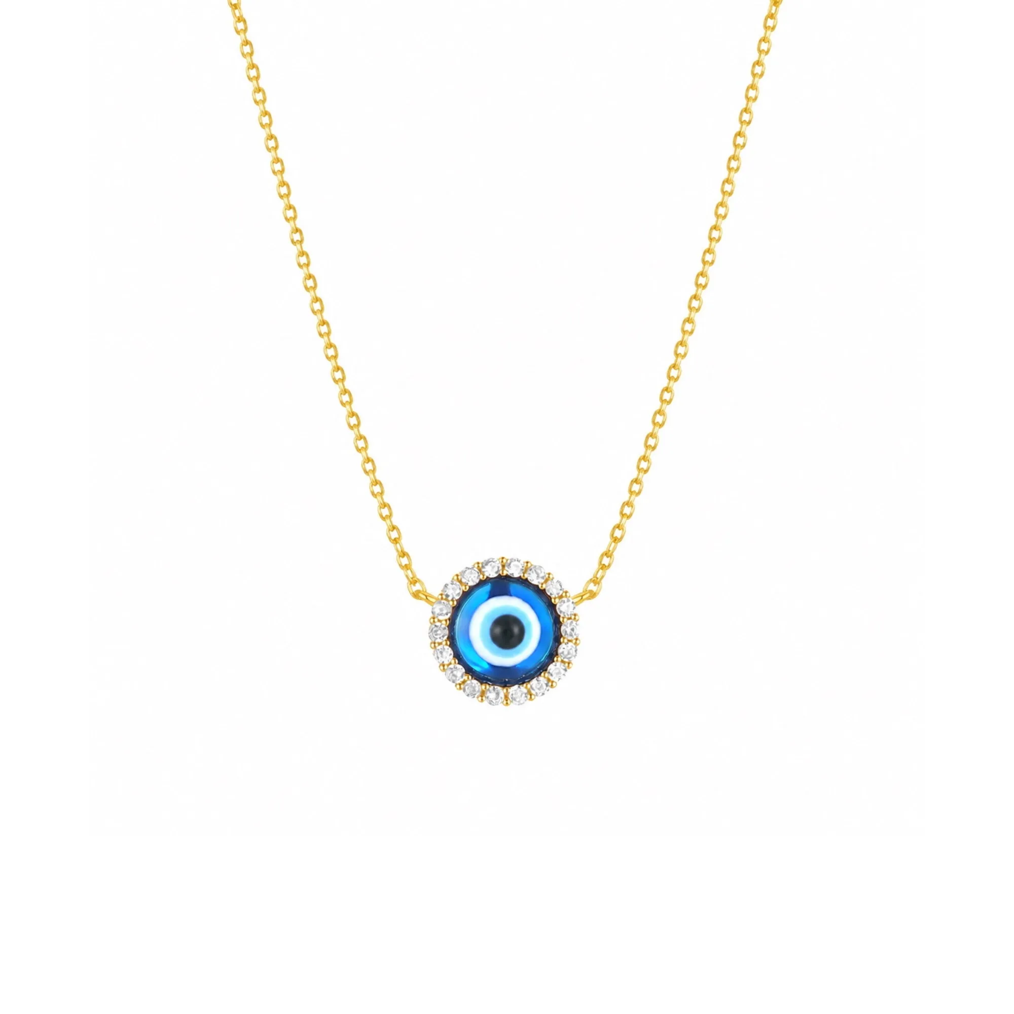 Halo Real Evil Eye Sterling Silver Necklace sold by Spero London
