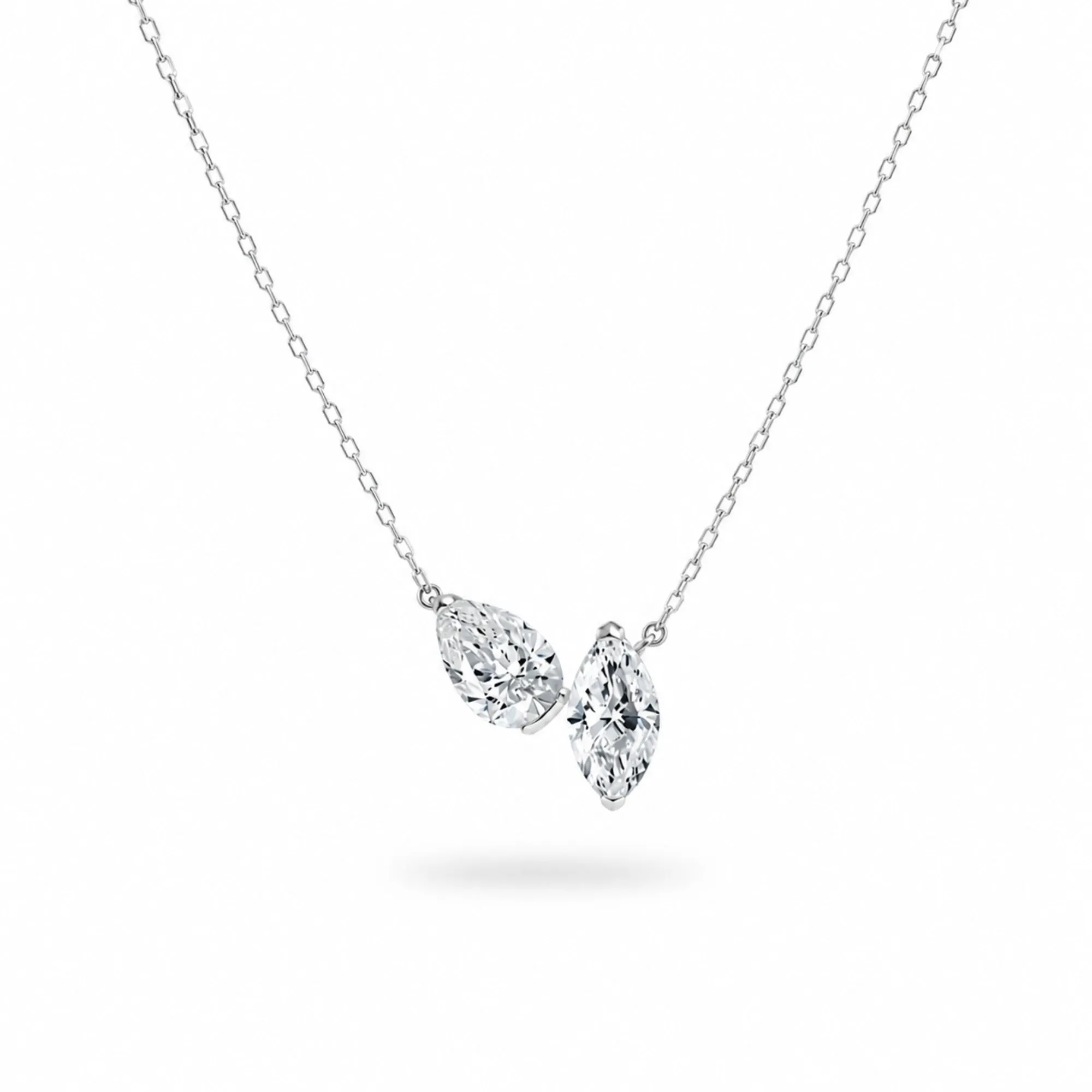 Pear & Marquise Sterling Silver Necklace sold by Spero London product image thumbnail 5