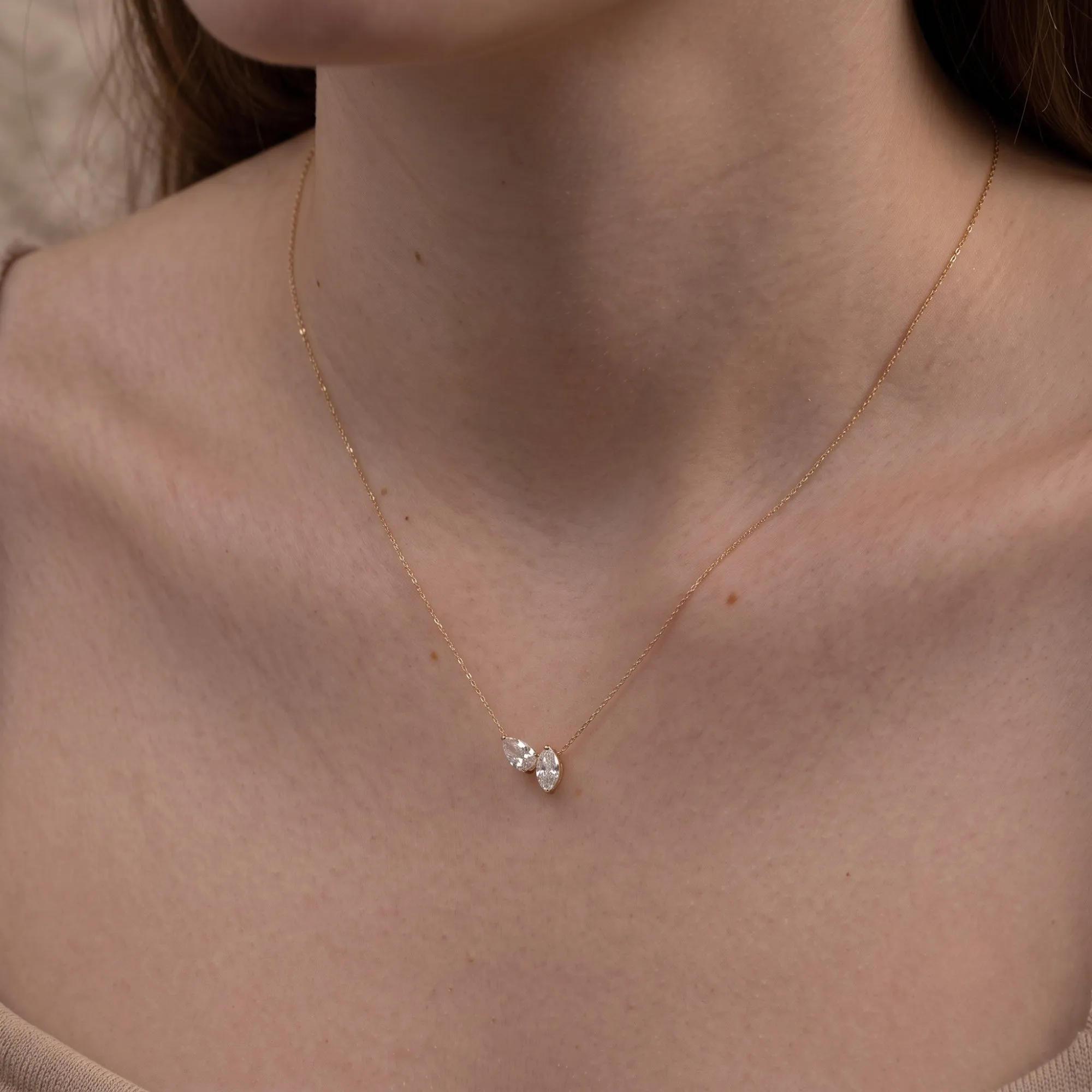 Pear & Marquise Sterling Silver Necklace sold by Spero London product image thumbnail 2
