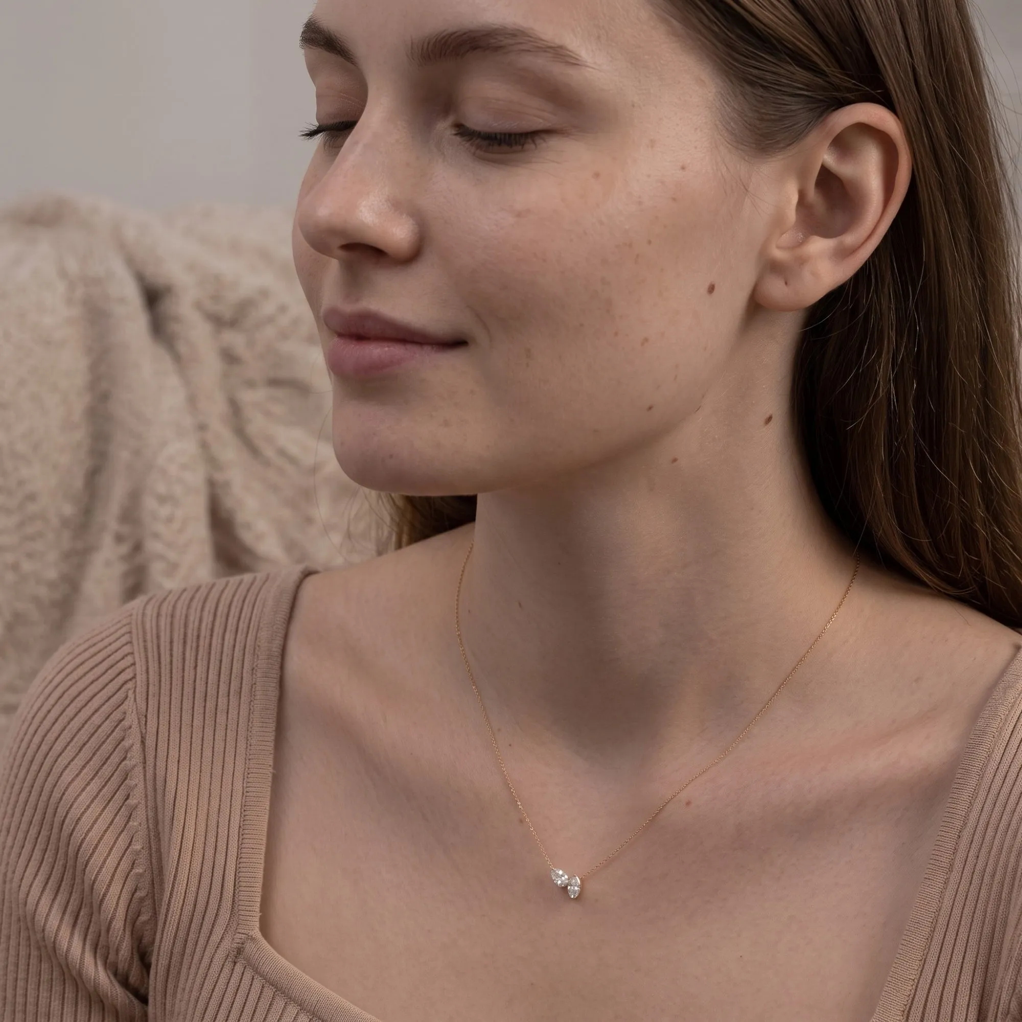 Pear & Marquise Sterling Silver Necklace sold by Spero London product image thumbnail 3