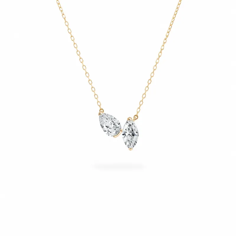 Pear & Marquise Sterling Silver Necklace made by Spero London