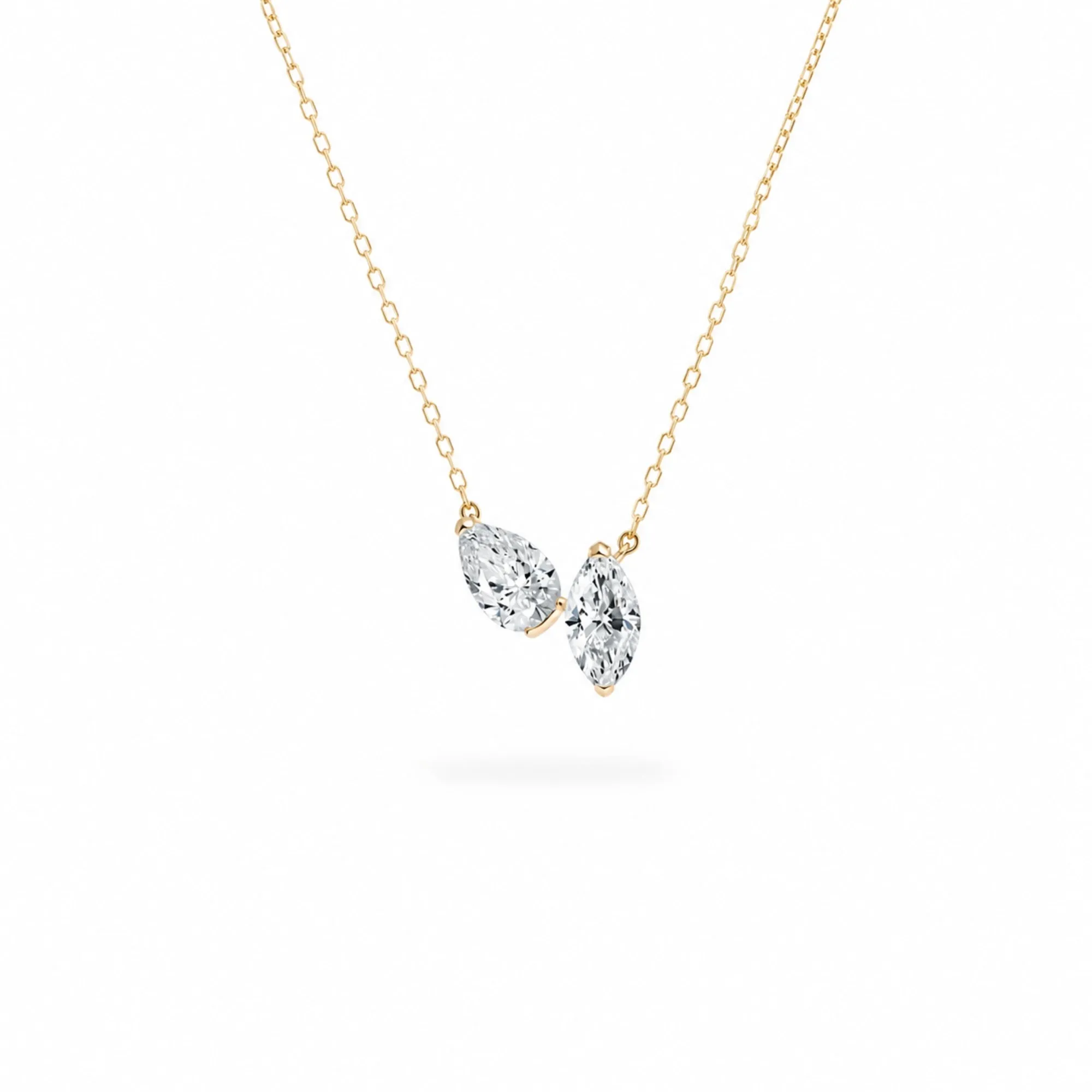 Pear & Marquise Sterling Silver Necklace sold by Spero London