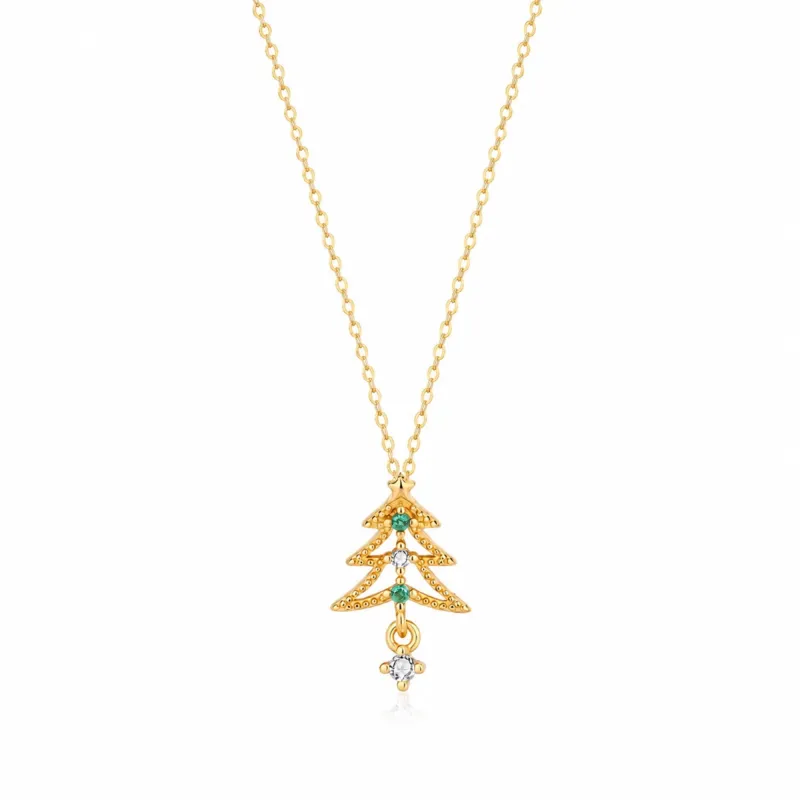 Sterling Silver Christmas Tree Pendant Necklace made by Spero London