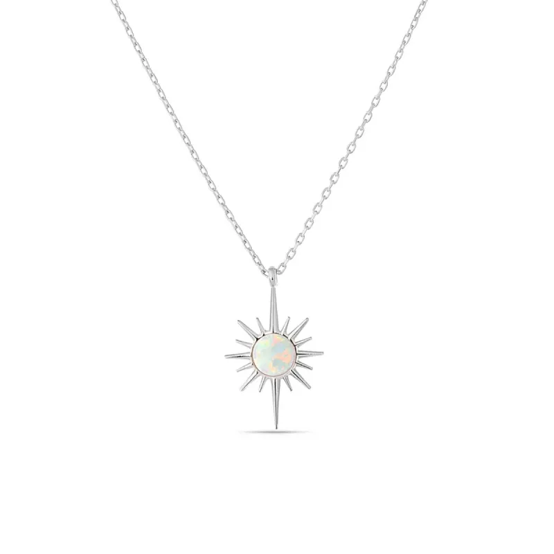 White Opal Northernstar Sterling Silver Pendant Necklace sold by Spero London