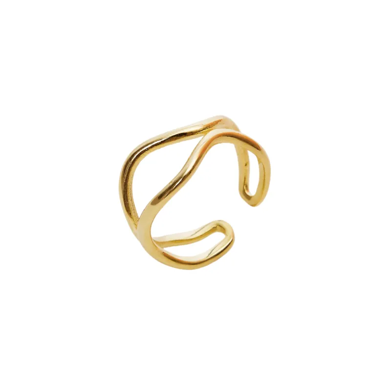 Wavy Lines Sterling Silver Wave Ring sold by Spero London