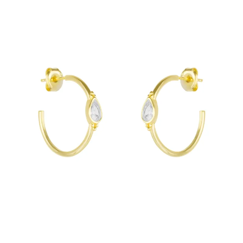 Drop Solitaire Earrings Sterling Silver - White sold by Spero London