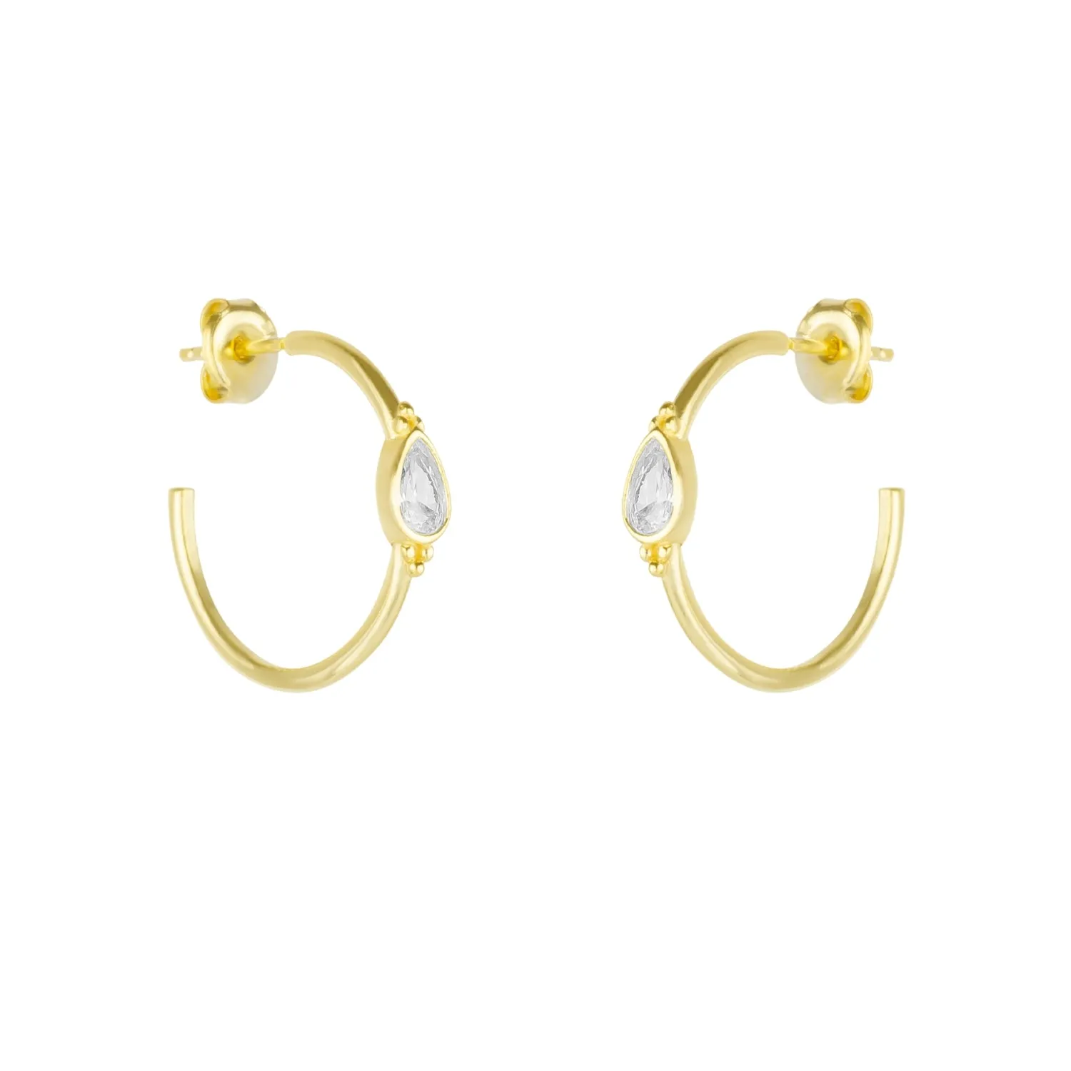 Drop Solitaire Earrings Sterling Silver - White sold by Spero London