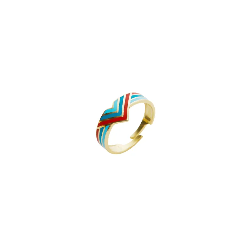 Enamel Four Color Sterling Silver Arrow Band Ring sold by Spero London