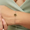 Sterling Silver Four Leaves Clover Bracelet - Mystic Green sold by Spero London
