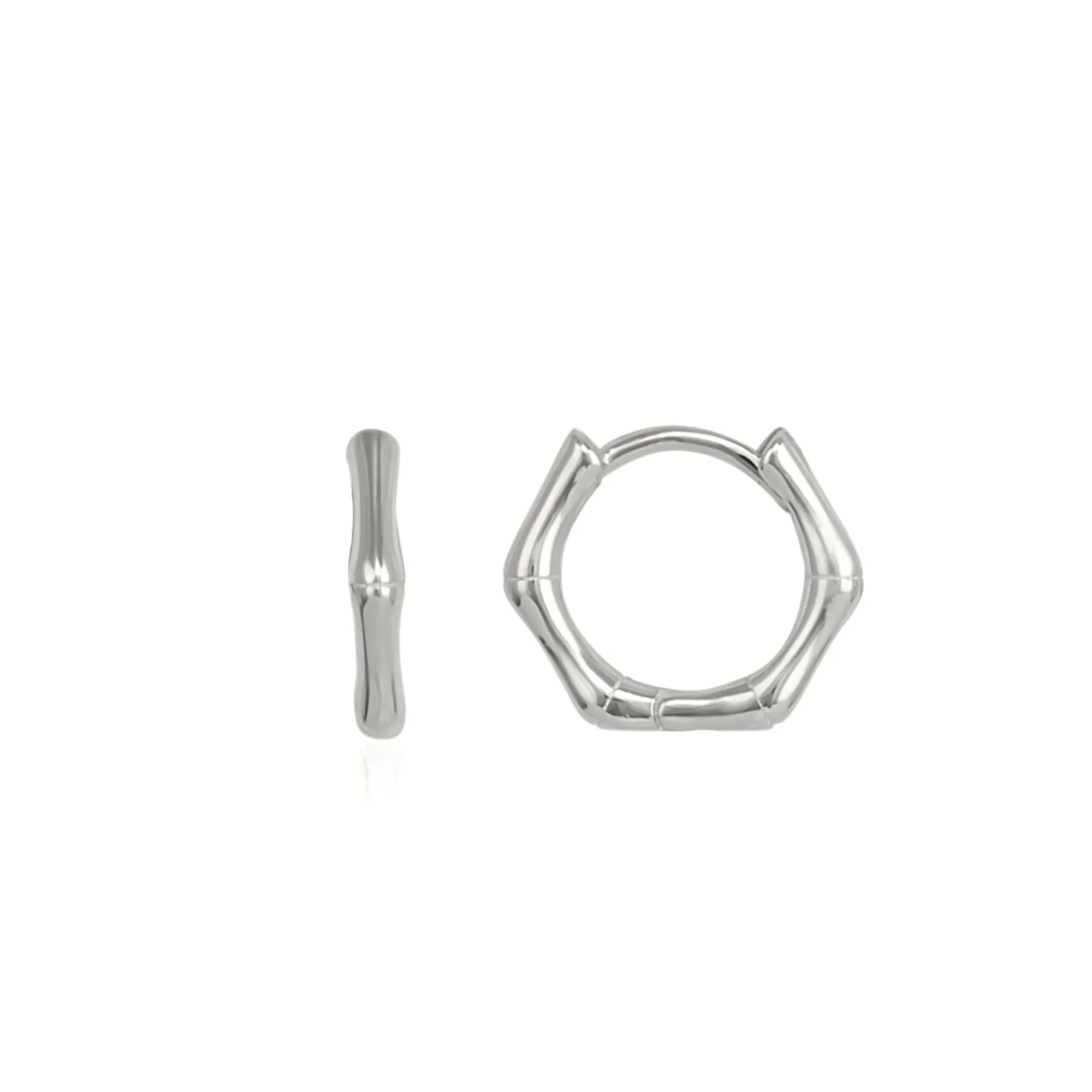 Bone Shape Hexagonal Huggie Hoop Earrings in Sterling Silver sold by Spero London product image thumbnail 5