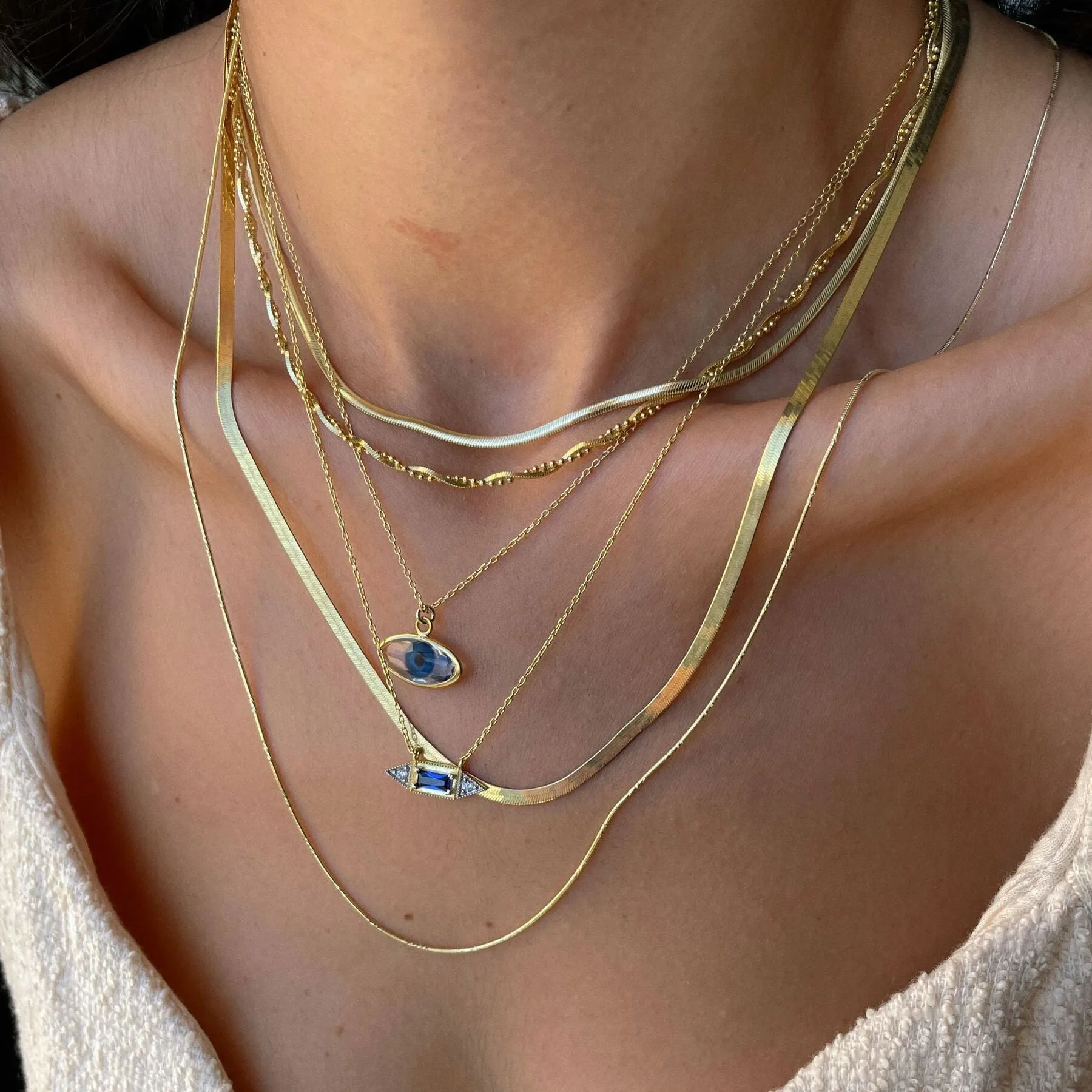 Transparent Glass Evil Eye Sterling Silver Necklace sold by Spero London product image thumbnail 5