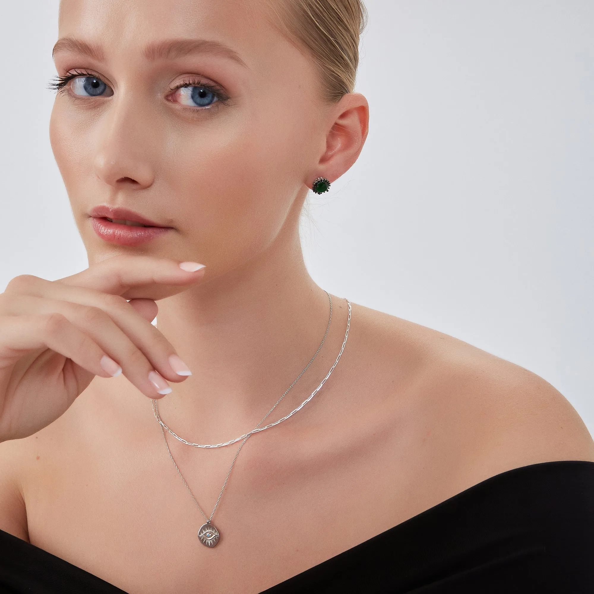 Rectangular Link Chain Sterling Silver Necklace sold by Spero London product image thumbnail 2