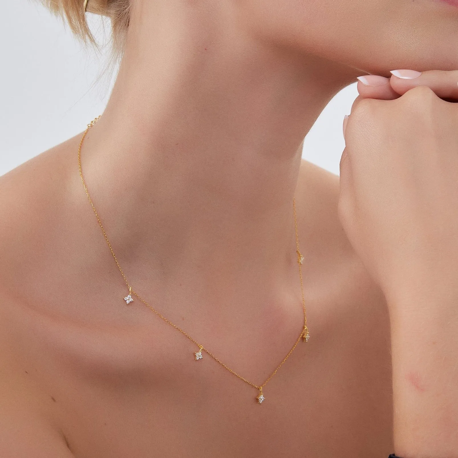 Gold Plated Sterling Silver Four Leaf Clover Necklace sold by Spero London product image thumbnail 2