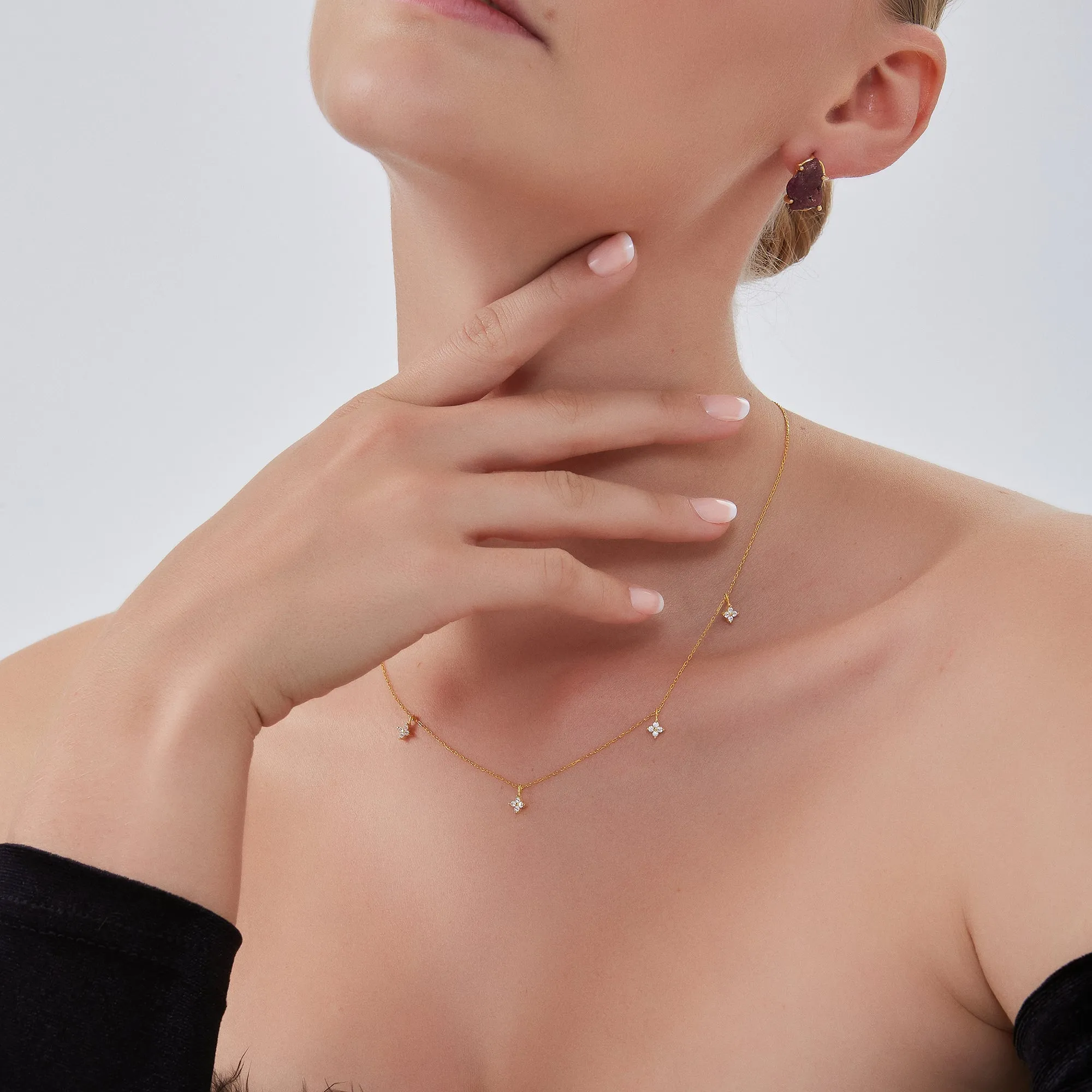 Gold Plated Sterling Silver Four Leaf Clover Necklace sold by Spero London product image thumbnail 5