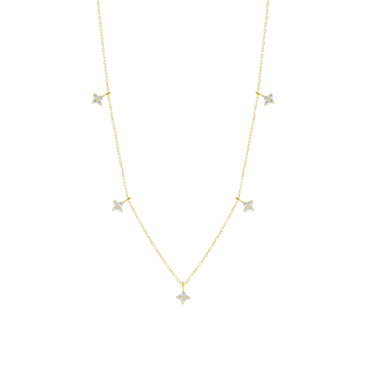 Gold Plated Sterling Silver Four Leaf Clover Necklace sold by Spero London
