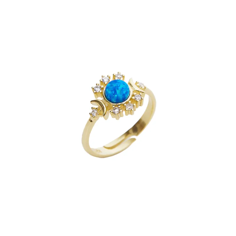 Blue Opal Sun Ring Sterling Silver sold by Spero London