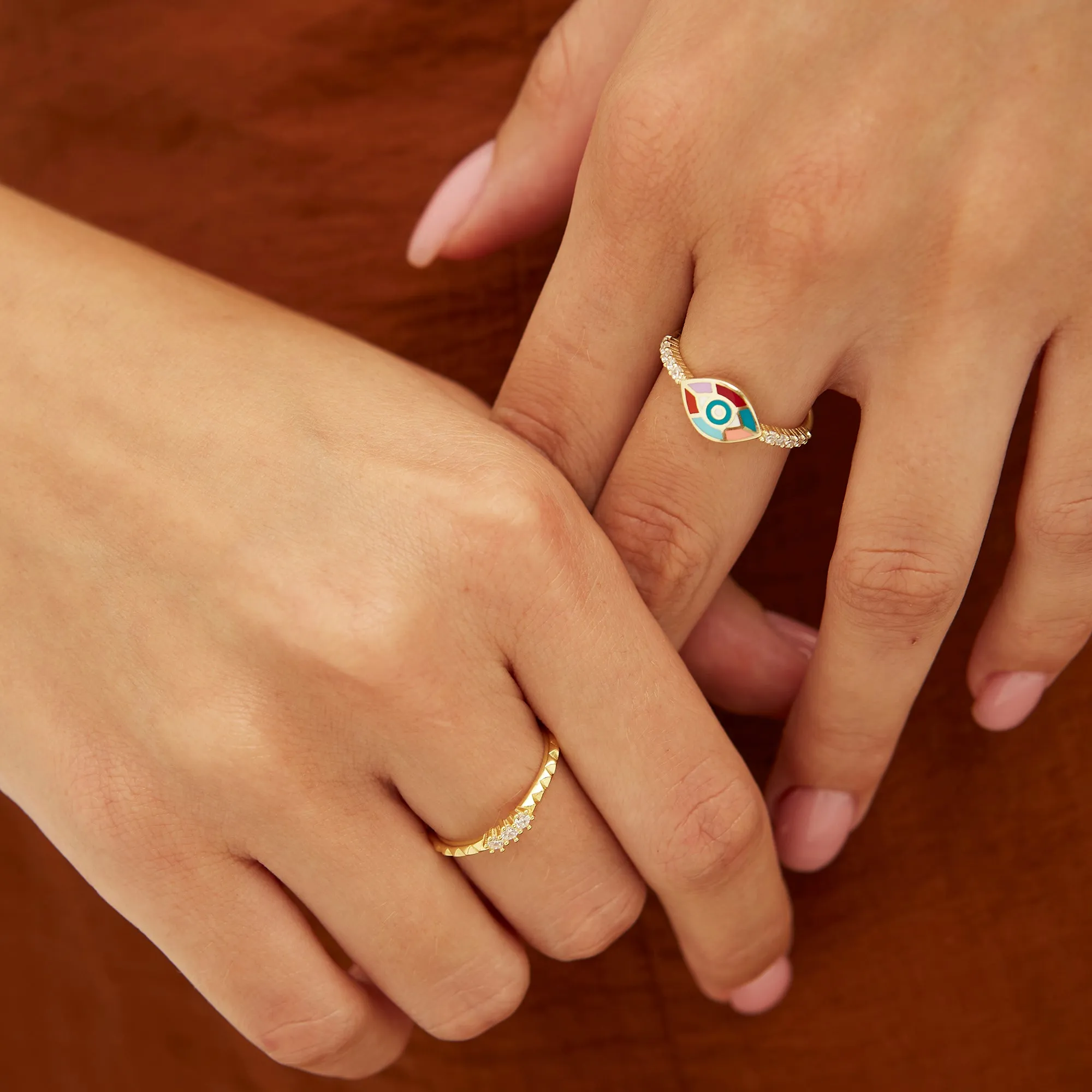 Sterling Silver Three Round Gem Stacking Ring sold by Spero London product image thumbnail 2