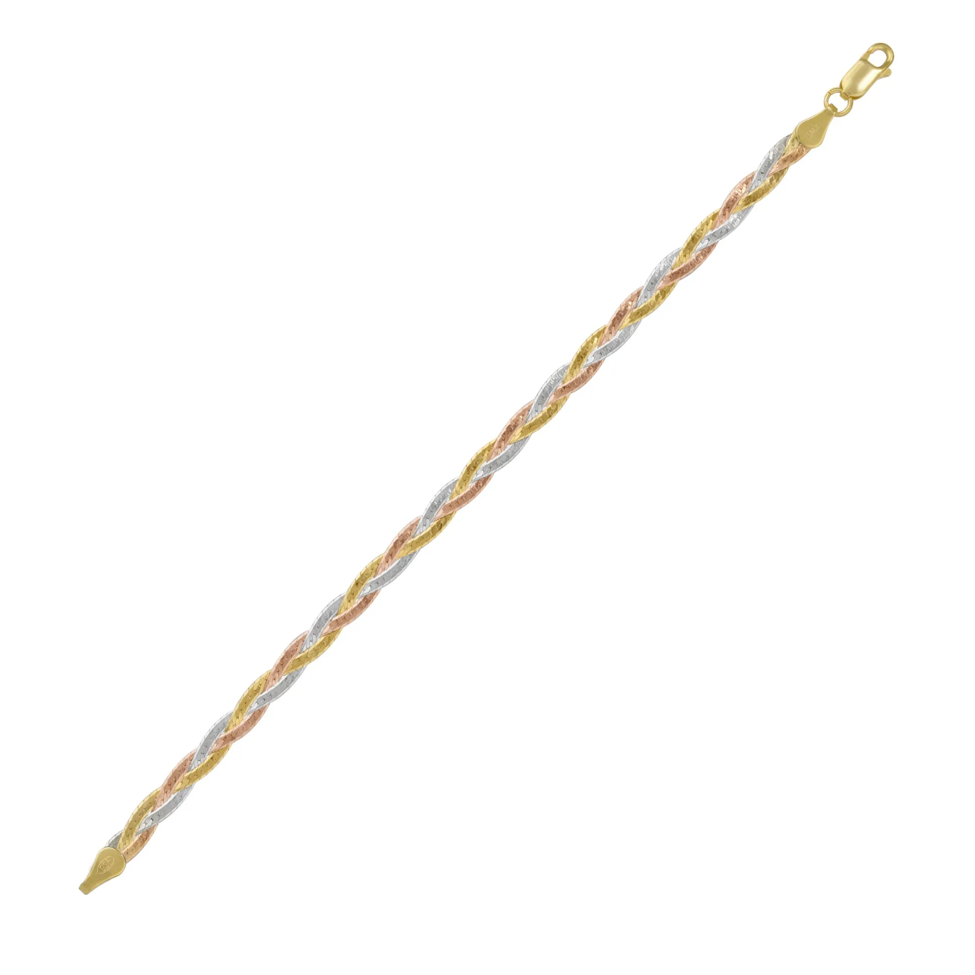 Gold Rose Gold and Silver Spiral Sterling Silver Flat Bracelet sold by Spero London