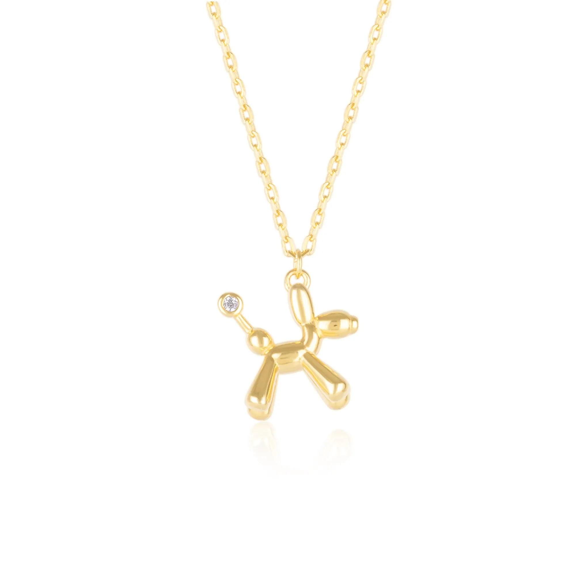Balloon Dog Poodle Necklace in Sterling Silver sold by Spero London