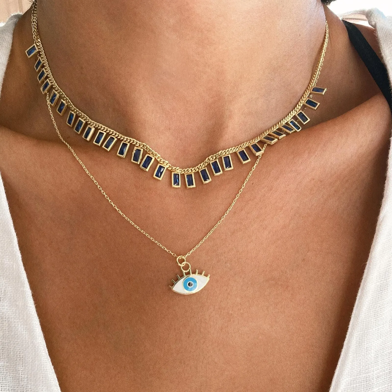 Evil Eye Eyelash Sterling Silver Gold Vermeil Necklace sold by Spero London product image thumbnail 2